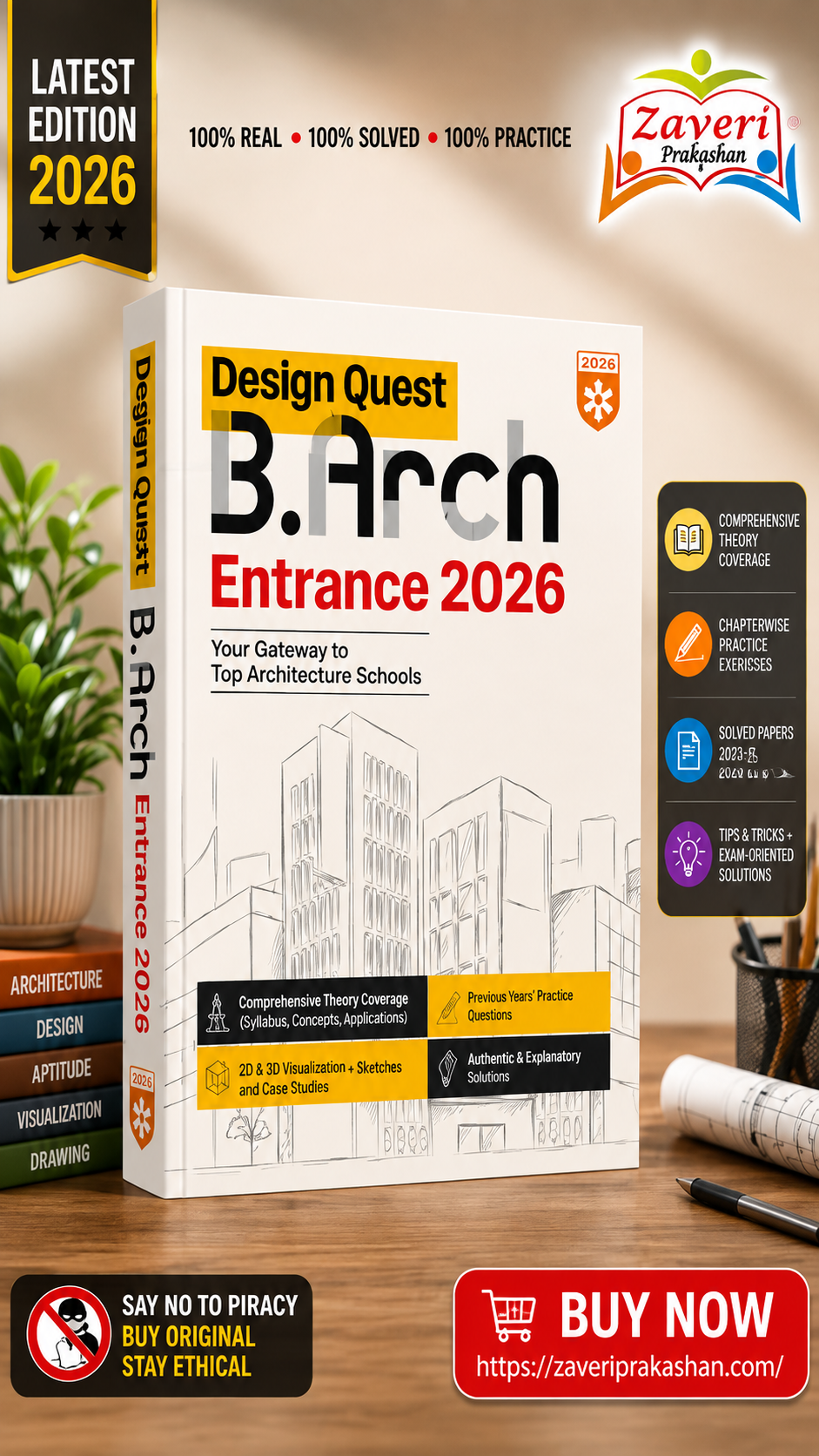 00220 Arihant B.Arch Entrance Exam 2026 | NATA and JEE B.Arch Preparation Guide | Aptitude, Drawing, Mathematics, Previous Year Solved Papers 2025 & Mock ... Entrance Study Material | English Medium - Image 1