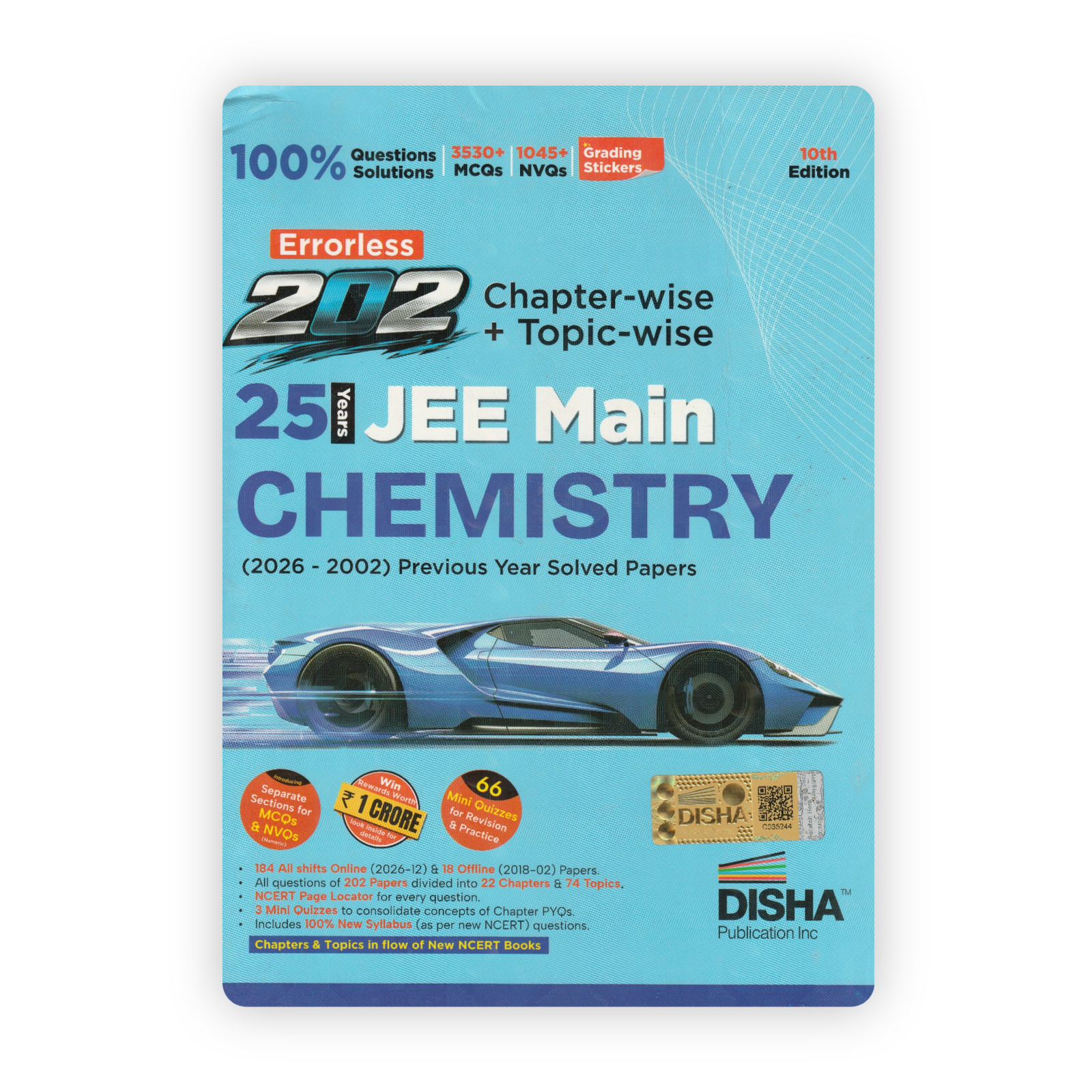 25 YEARS..... Disha Errorless 202 Chapter-wise + Topic-wise 25 Years JEE Main Chemistry (2026 - 2002) Previous Year Solved Papers | 10th Edition - Image 1
