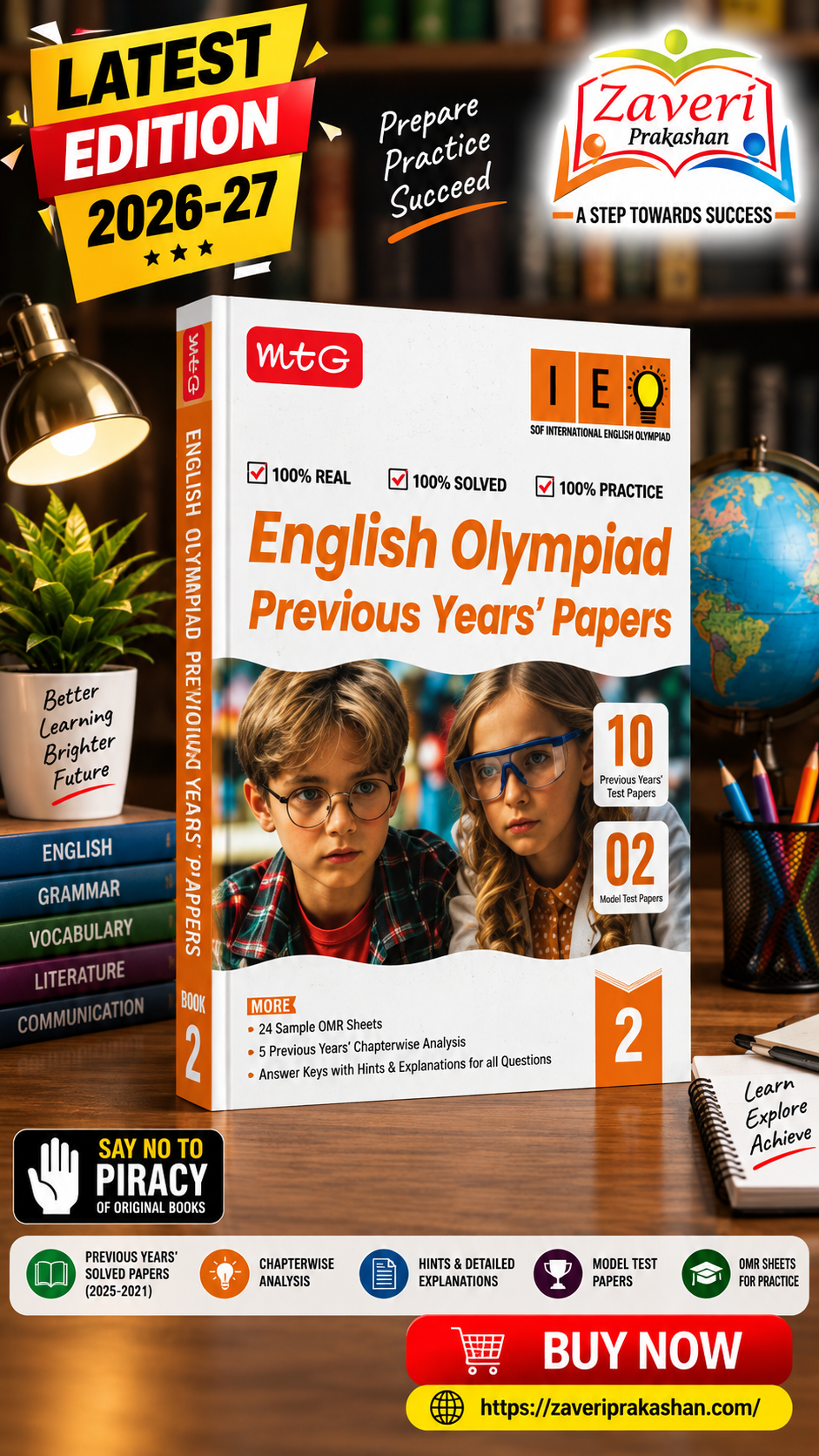 13513513521 MTG English Olympiad Previous Years' Papers Workbook – Level 2 - Image 1