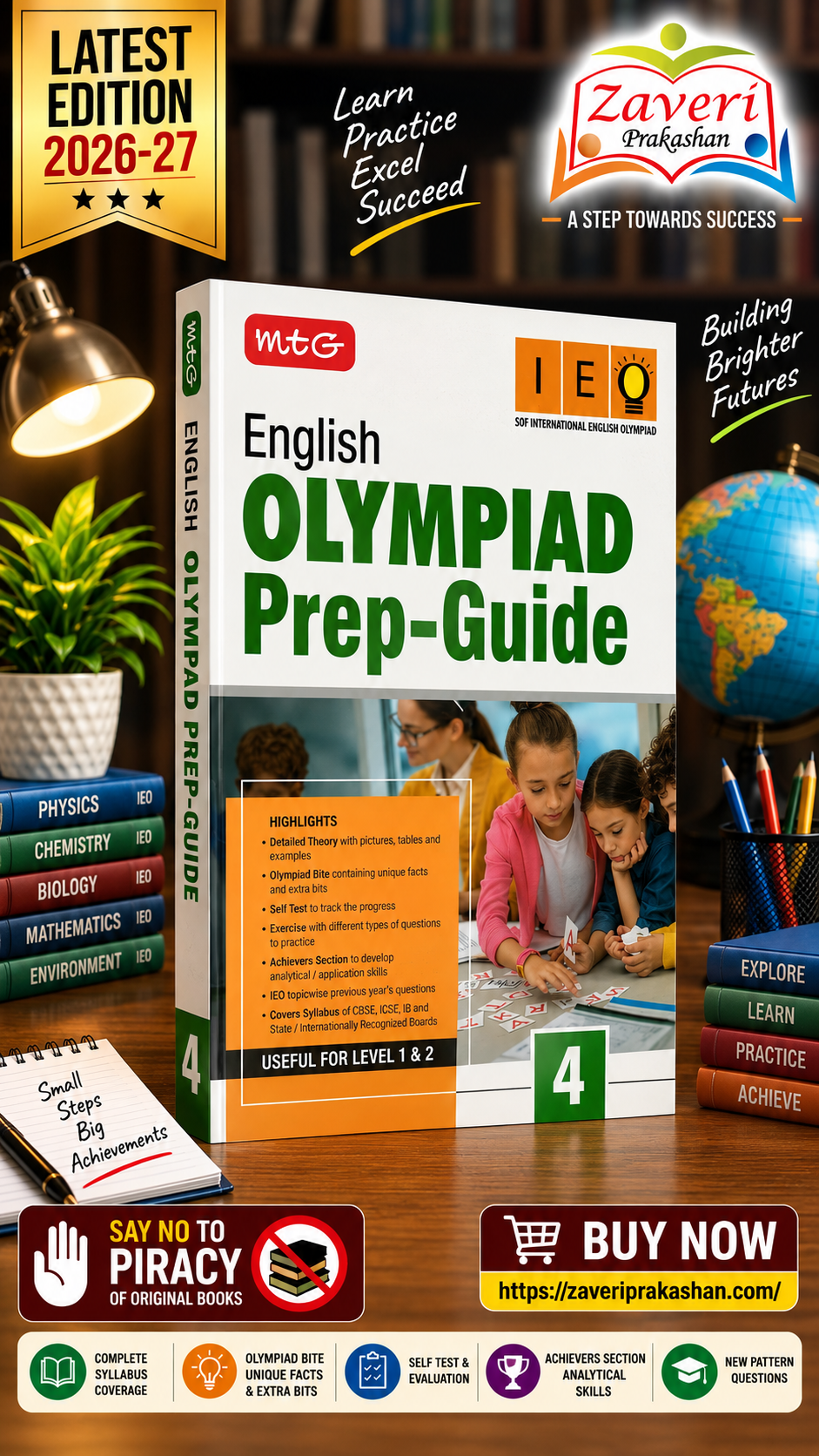 ChatGPT Image Sep 7, 2026, 04_06_05 PM MTG English (IEO) Olympiad Prep Guide Class 4 | Detailed Theory, Exercise with Self Test For Practice | SOF Olympiad Books For Exam 2026-27 (Useful For Level-1 & 2) - Image 1