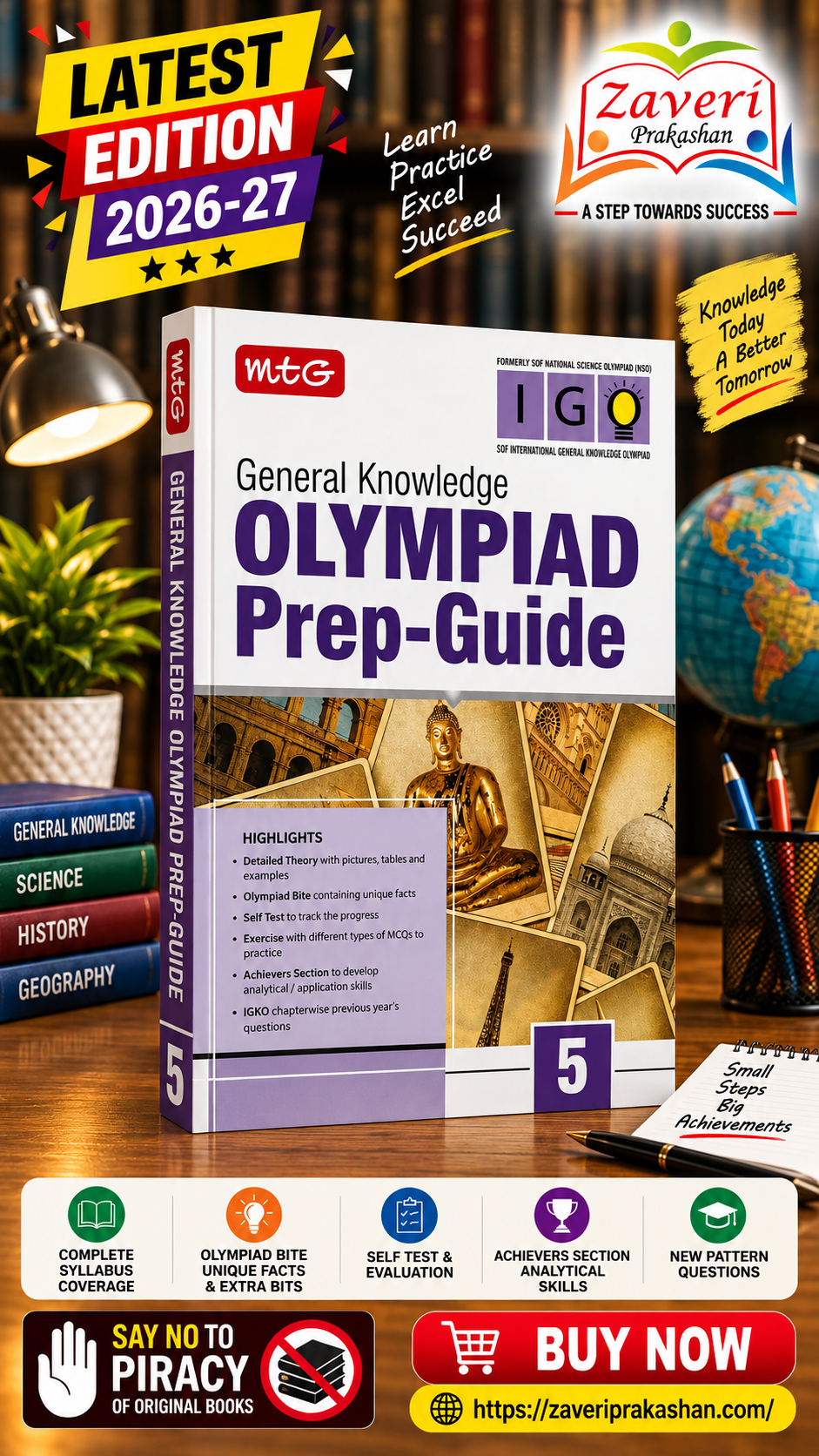 ChatGPT Image Sep 7, 2026, 04_44_11 PM MTG General Knowledge (IGKO) Olympiad Prep Guide Class 5 | Detailed Theory, Exercise with Self Test For Practice | SOF Olympiad Books For Exam 2026-27 - Image 1