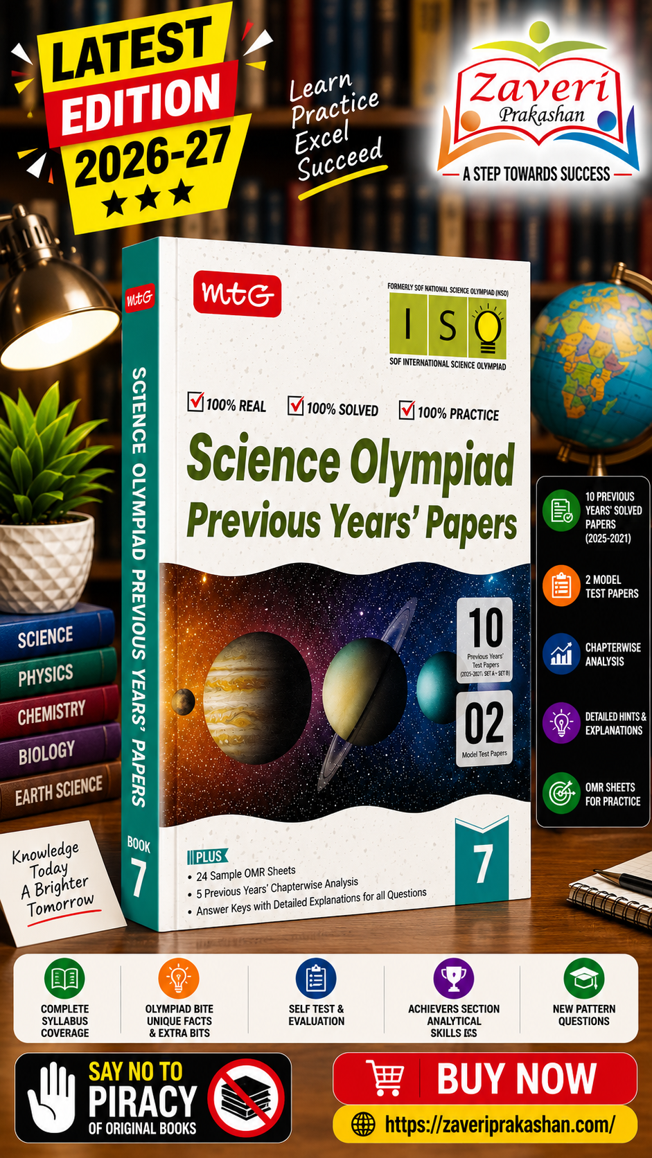 ChatGPT Image Sep 7, 2026, 05_23_10 PM MTG ISO Olympiad 10 Previous Years Papers Class 7 Science (2025-2021 Set A & B) - Model Test Papers with 24 Sample OMR Sheets | PYQ Book For SOF Olympiad 2026-27 Exam - Image 1