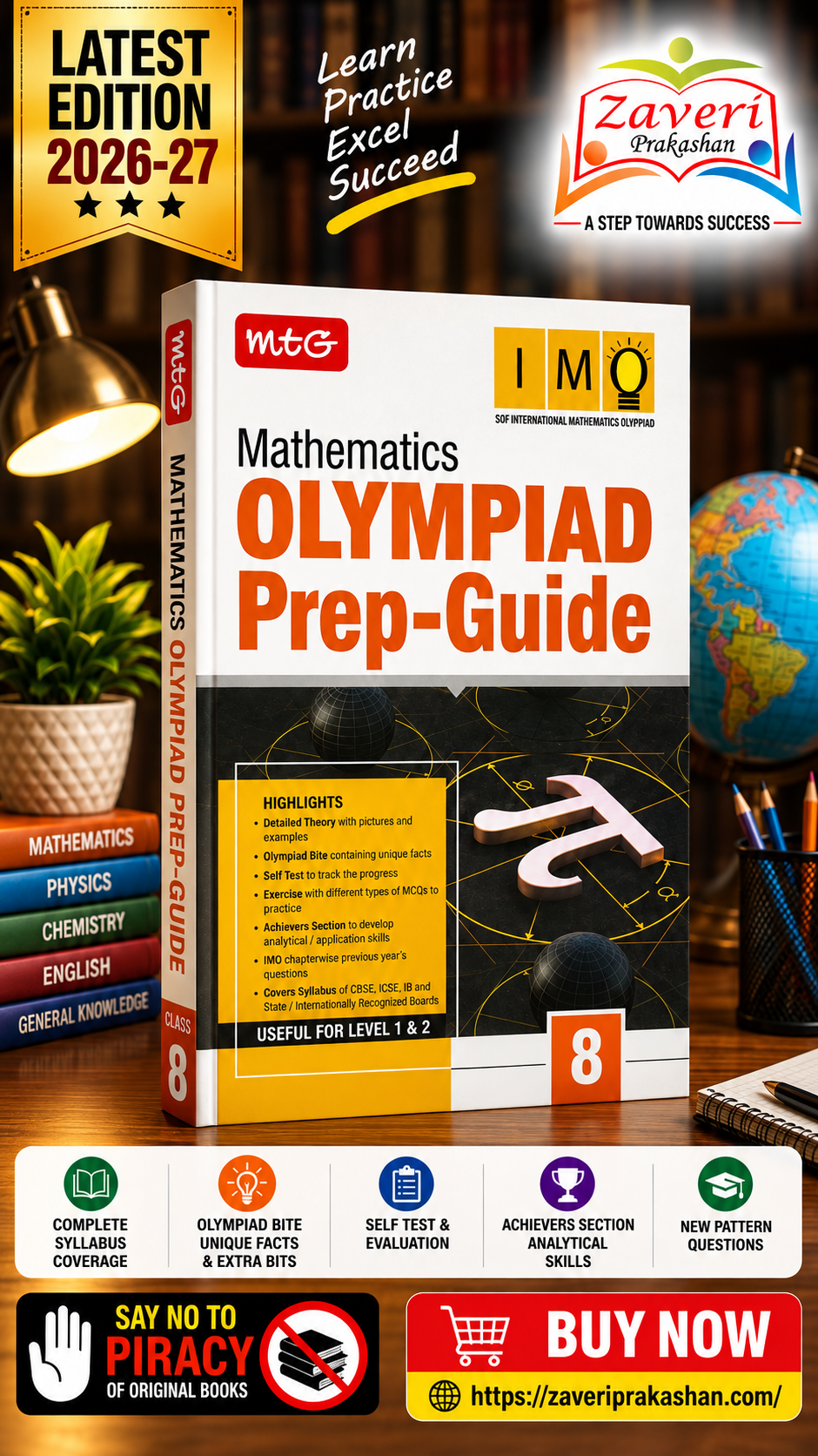ChatGPT Image Sep 7, 2026, 06_10_26 PM MTG Mathematics (IMO) Olympiad Prep Guide Class 8 | Detailed Theory, Exercise with Self Test For Practice | SOF Olympiad Books For Exam 2026-27 (Useful For Level-1 & 2) - Image 1