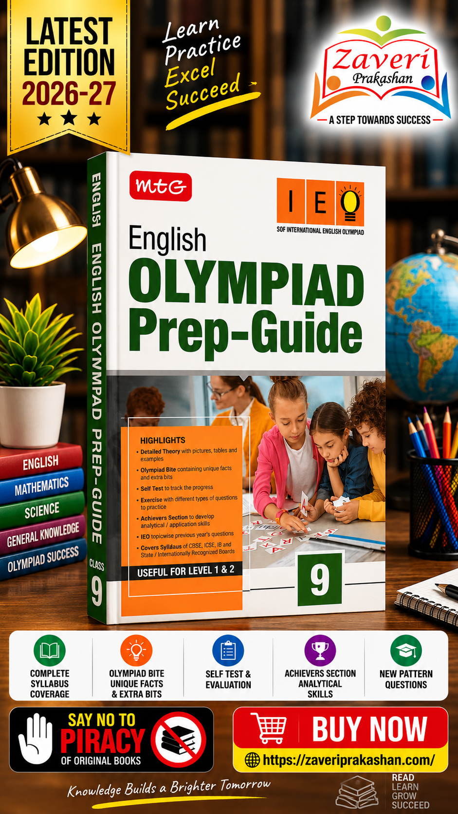 ChatGPT Image Sep 7, 2026, 06_21_17 PM MTG English (IEO) Olympiad Prep Guide Class 9 | Detailed Theory, Exercise with Self Test For Practice | SOF Olympiad Books For Exam 2026-27 (Useful For Level-1 & 2) - Image 1