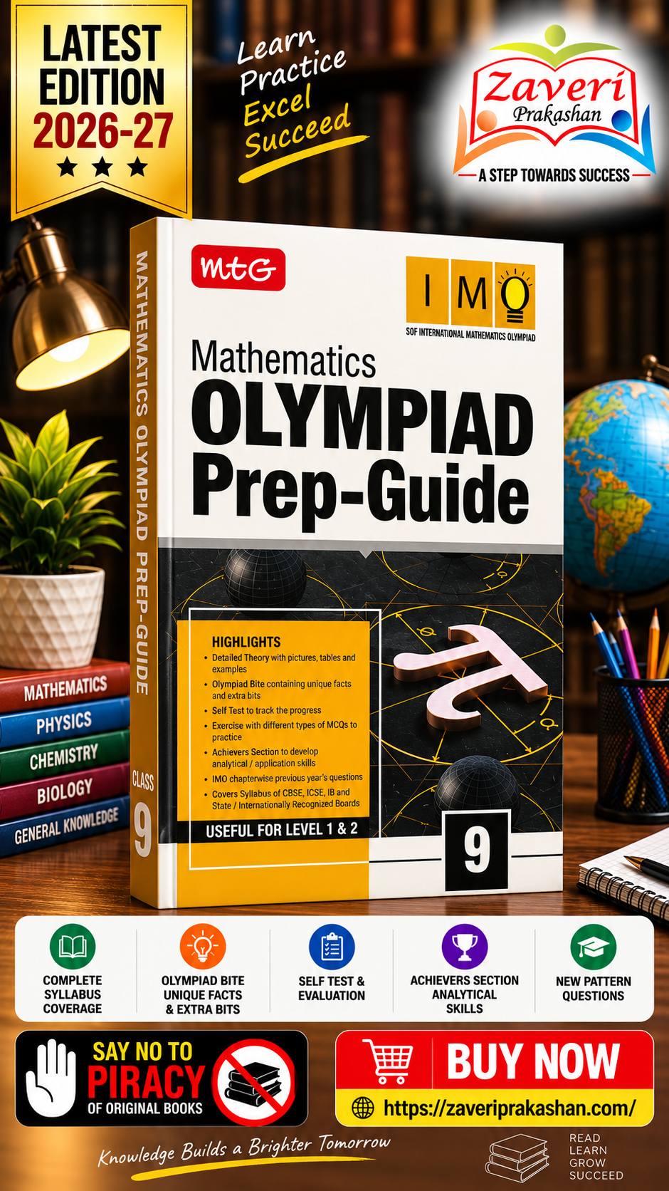 ChatGPT Image Sep 7, 2026, 06_24_18 PM MTG Mathematics (IMO) Olympiad Prep Guide Class 9 | Detailed Theory, Exercise with Self Test For Practice | SOF Olympiad Books For Exam 2026-27 (Useful For Level-1 & 2) - Image 1