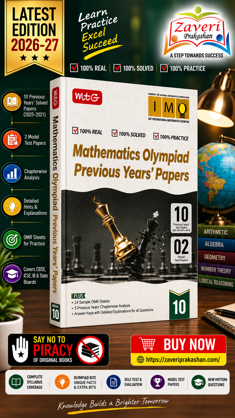 ChatGPT Image Sep 8, 2026, 11_45_59 AM MTG IMO Olympiad 10 Previous Years Papers Class 5 Mathematics (2025-2021 Set A & B) - Model Test Papers with 24 Sample OMR Sheets | PYQ Book For SOF Olympiad 2026-27 Exam - Image 1