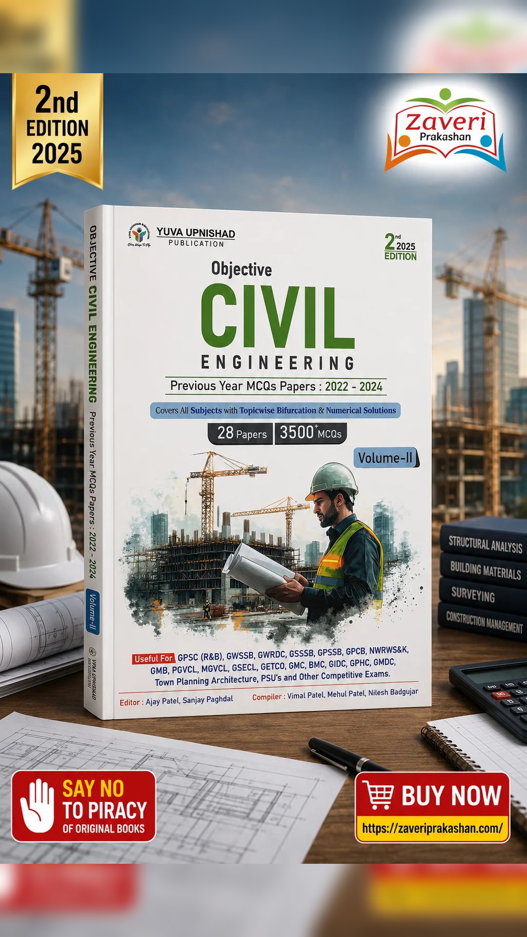 CIVIL Objective Civil Engineering – Previous Year MCQs Papers (2022–2024) | Volume II | 3500+ MCQs | 2nd Edition 2025 - Image 1