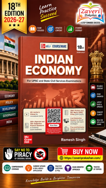 Indian Economy Courseware, 18e by Ramesh Singh for UPSC 2026 | 290+ Solved Online Prelims PYQs (2011-2025) | 85+ Online Mains PYQs (2011-2025) | 45+ Author Videos | Economic Survey & Union Budget