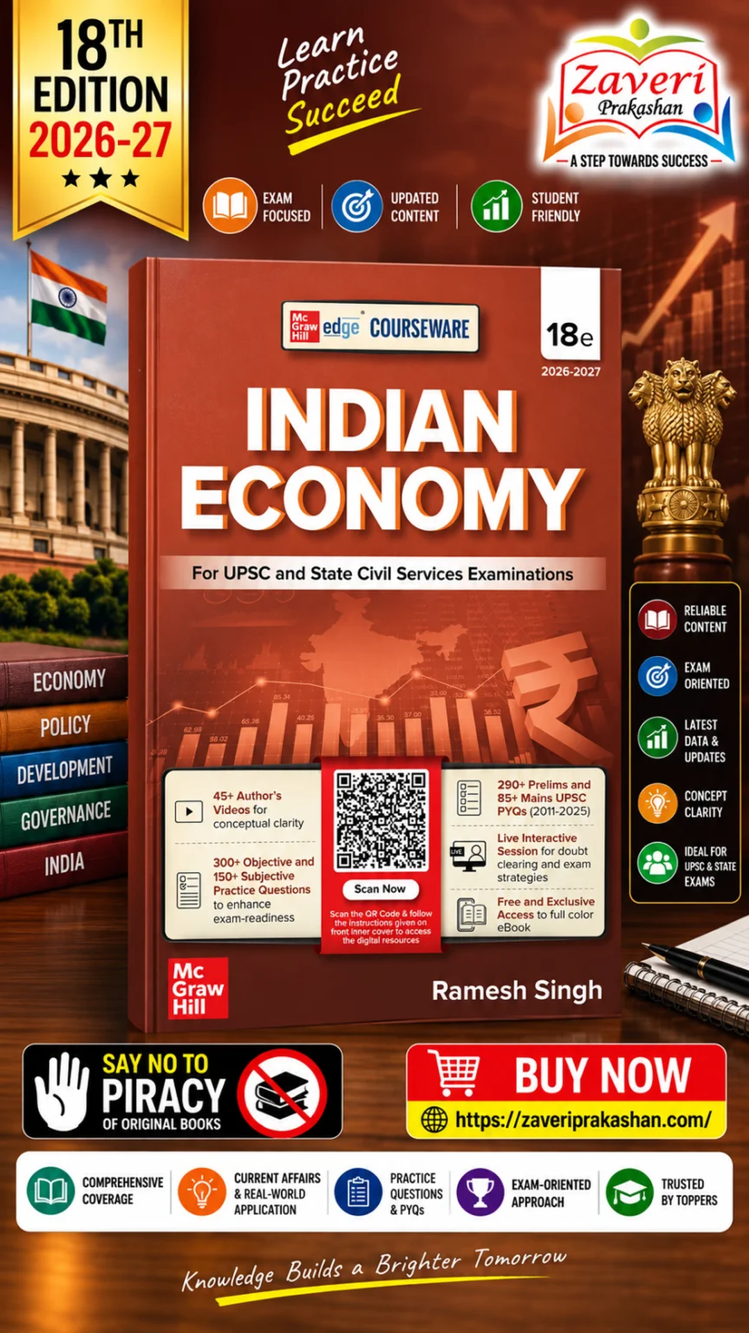 JUNJUNJU Indian Economy Courseware, 18e by Ramesh Singh for UPSC 2026 | 290+ Solved Online Prelims PYQs (2011-2025) | 85+ Online Mains PYQs (2011-2025) | 45+ Author Videos | Economic Survey & Union Budget - Image 1