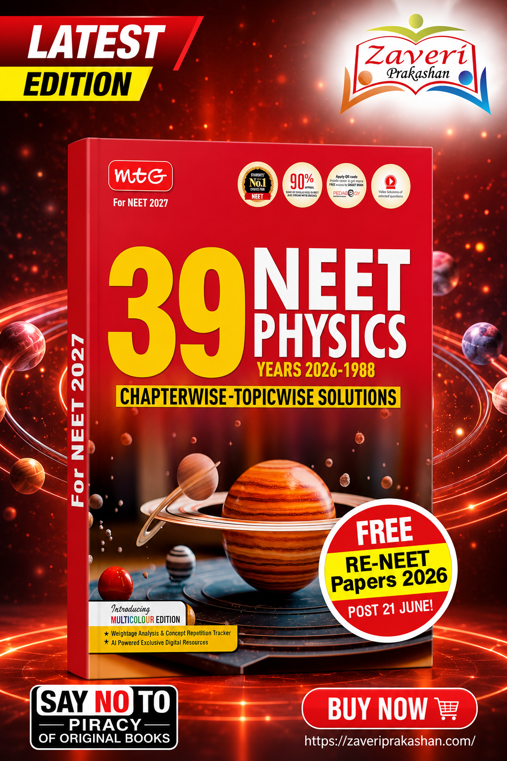 12300 MTG 39 Years NEET Physics | Chapterwise-Topicwise Solutions | 1988–2026 PYQs | NEET 2027 - Image 1