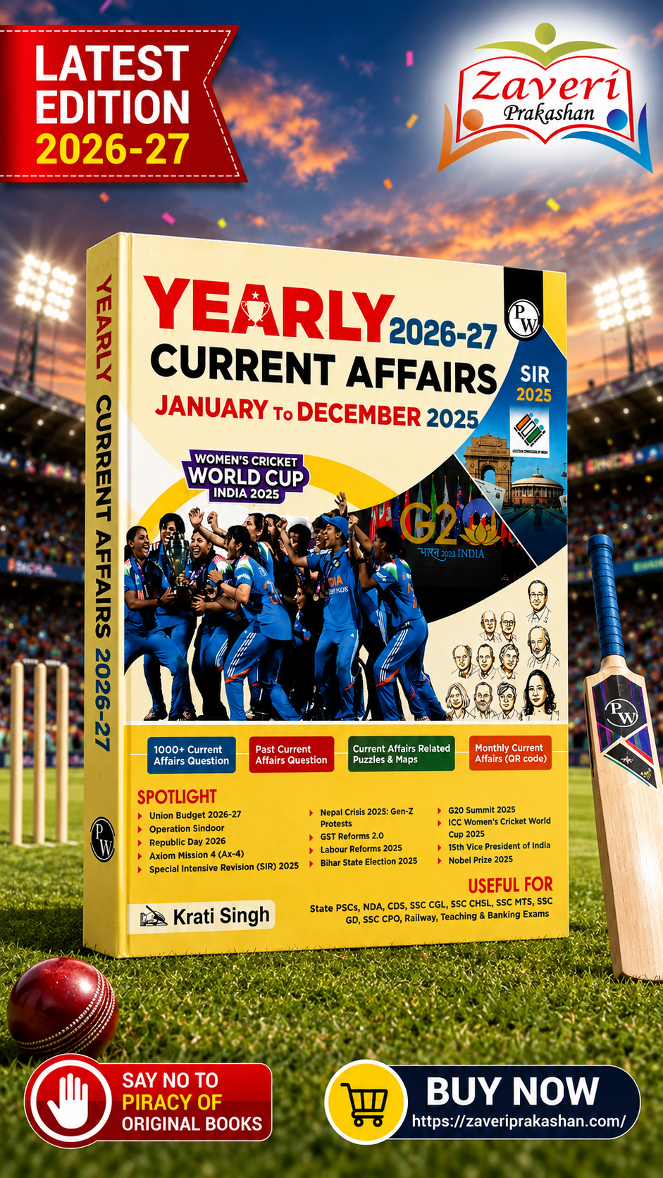 16551651T PW Yearly Current Affairs Magazine January to December 2025 By Krati Singh (English Edition) | For SSC, Banking, Teaching, Railway, Defence & Other Competitive Exams 2026-27 - Image 1