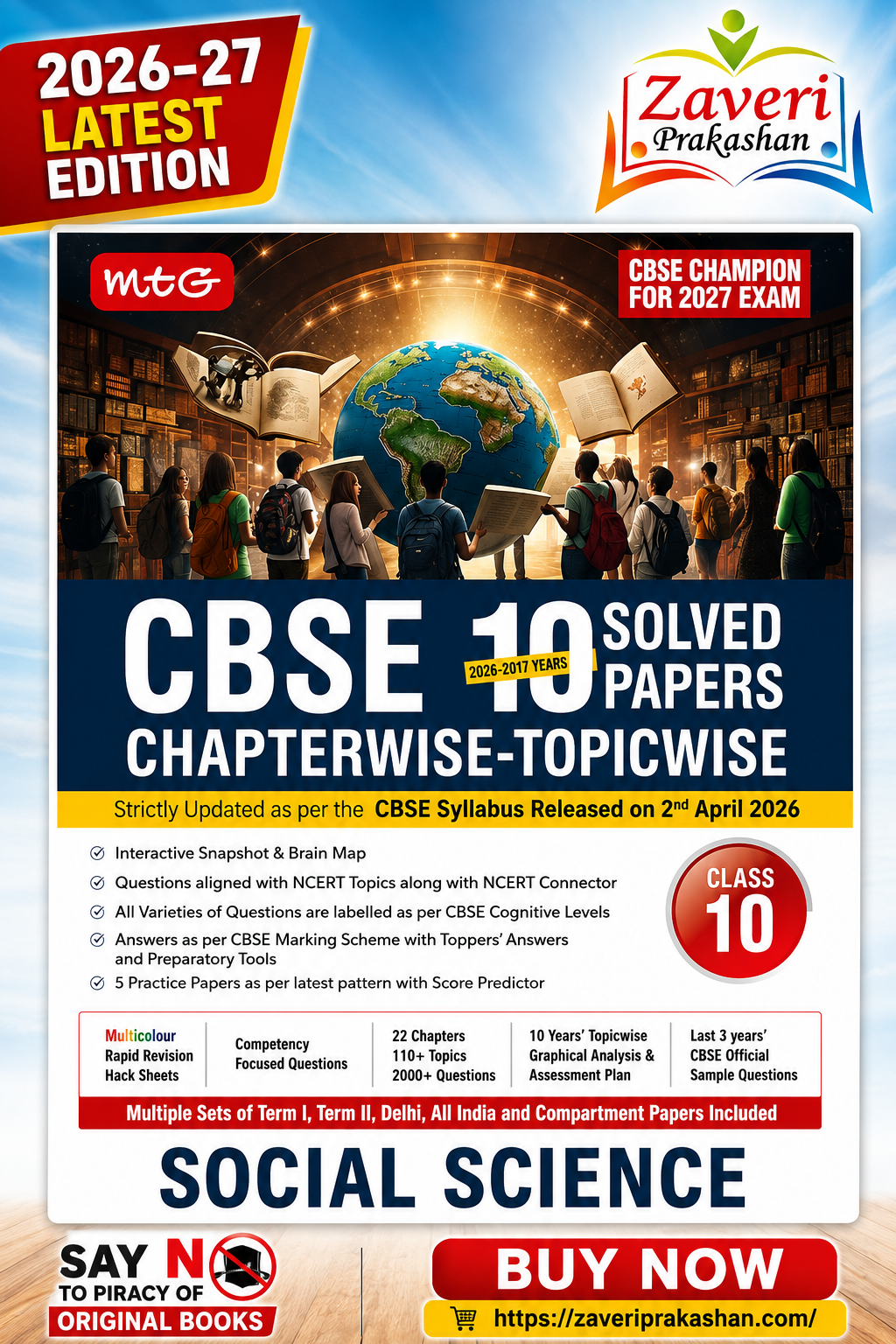 46841 MTG CBSE Chapterwise-Topicwise 10 Solved Papers Social Science Class 10 | 2026–27 Edition | Latest CBSE Syllabus - Image 1