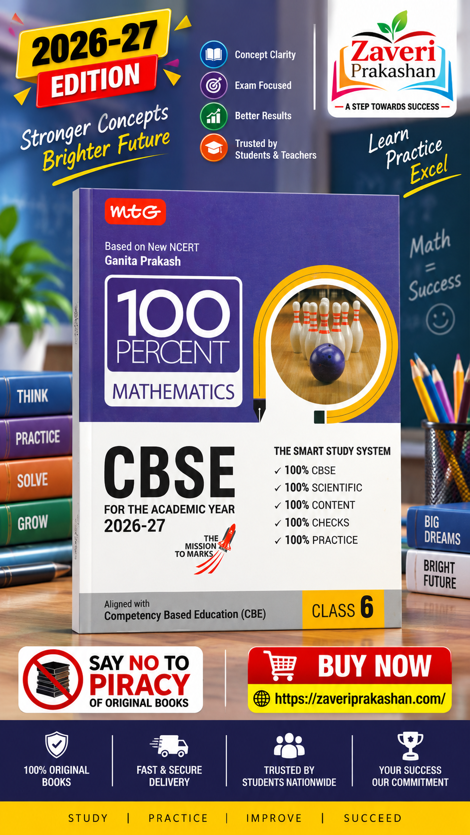 511V MTG 100 Percent Mathematics for CBSE Class 6 | Based on New NCERT | 2026–27 Edition - Image 1