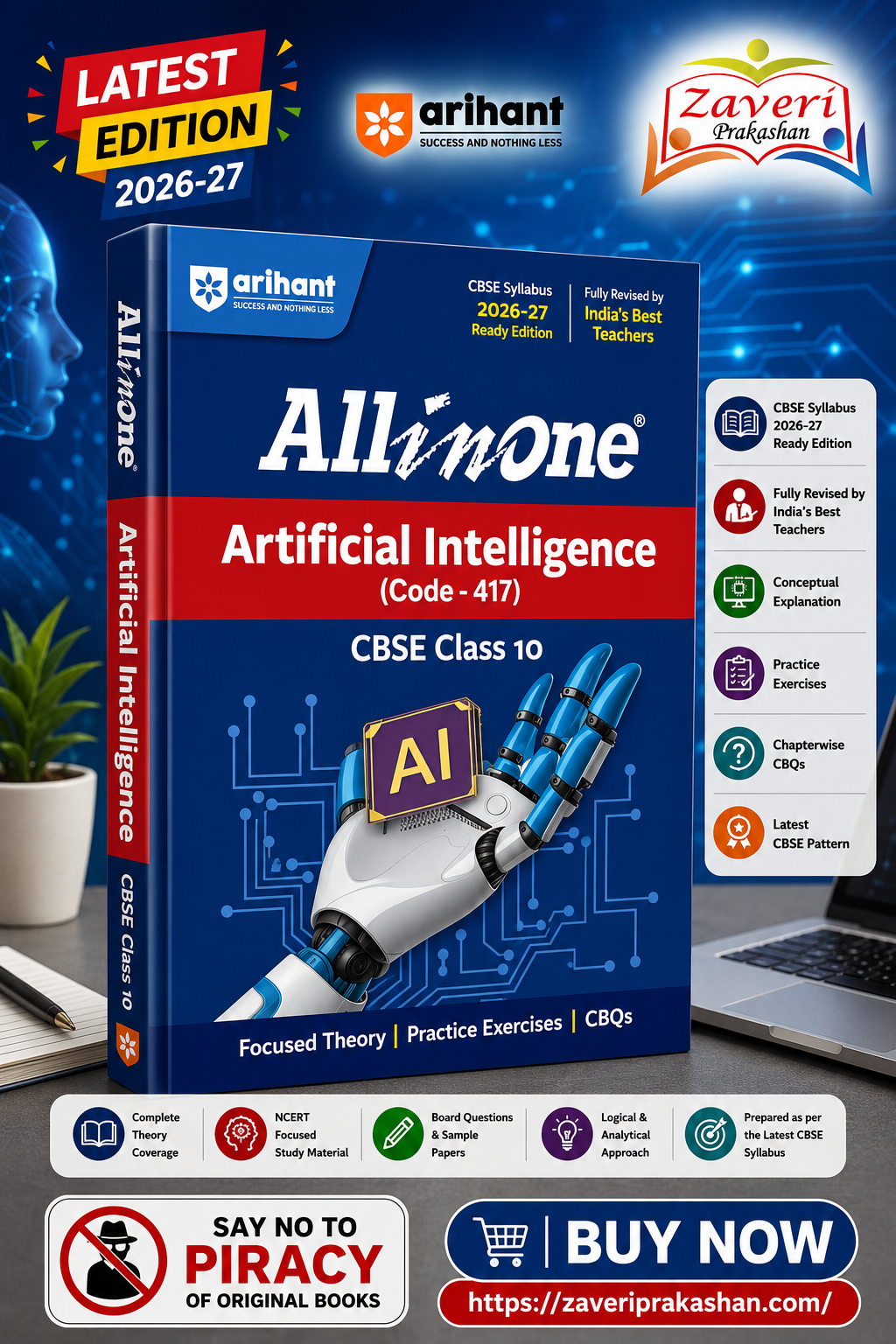 54100 All in One Artificial Intelligence (Code - 417) Class 10 for CBSE Exam 2026-27 | NCERT Based Complete Theory, Practice Exercises, CBQs, A-R, Sample Papers & Mind Maps | Revised Edition as per Latest Syllabus - Image 1