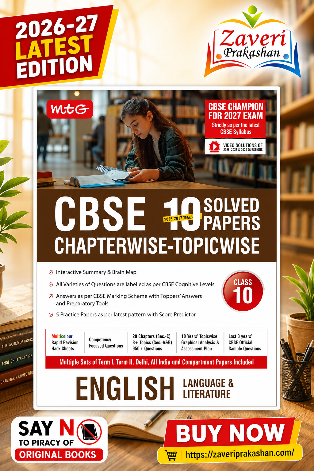 549150 MTG CBSE Chapterwise-Topicwise 10 Solved Papers English Language & Literature Class 10 | 2026–27 Edition | Latest CBSE Syllabus - Image 1