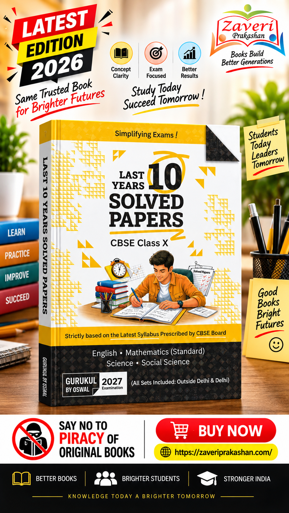 5HF51HH31HJ Gurukul by Oswal CBSE Last 10 Years Solved Papers – Class X Exam 2027 | English, Mathematics (Standard), Science & Social Science - Image 1