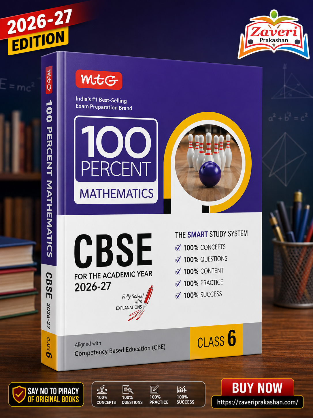 6110. MTG 100 Percent Mathematics for CBSE Class 6 | Based on New NCERT | 2026–27 Edition - Image 1
