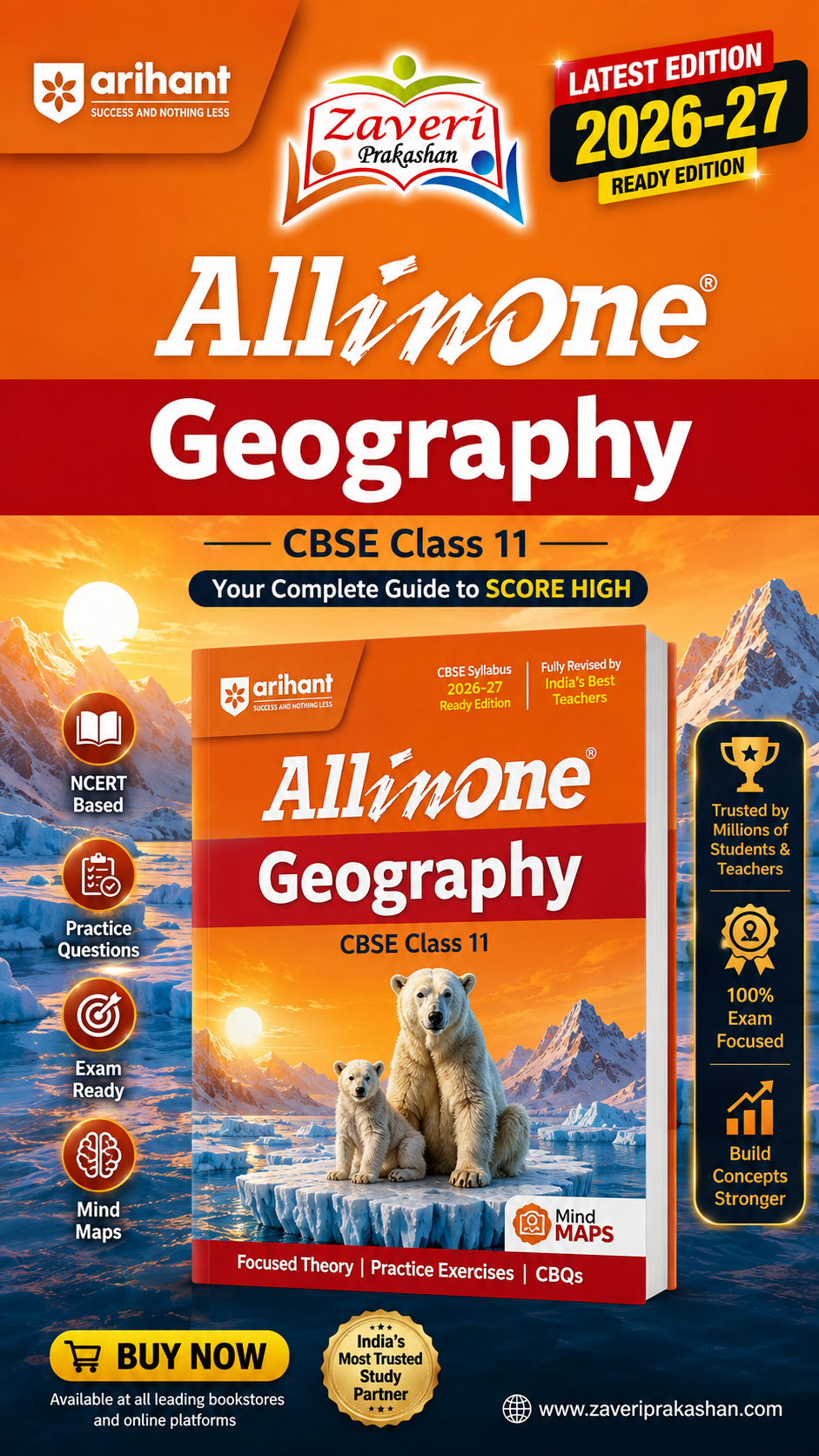 645 Arihant All in One Geography Class 11 for CBSE Exam 2026-27 | NCERT Based Complete Theory, Practice Exercises, CBQs, A-R, Sample Papers & Mind Maps | Revised Edition as per Latest Syllabus - Image 1