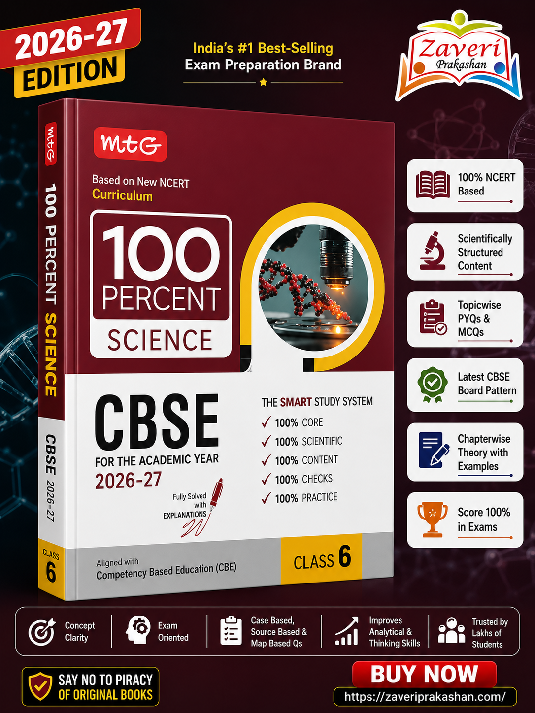 650 MTG 100 Percent Science for CBSE Class 6 | 2026–27 Edition | Based on New NCERT – Curiosity - Image 1