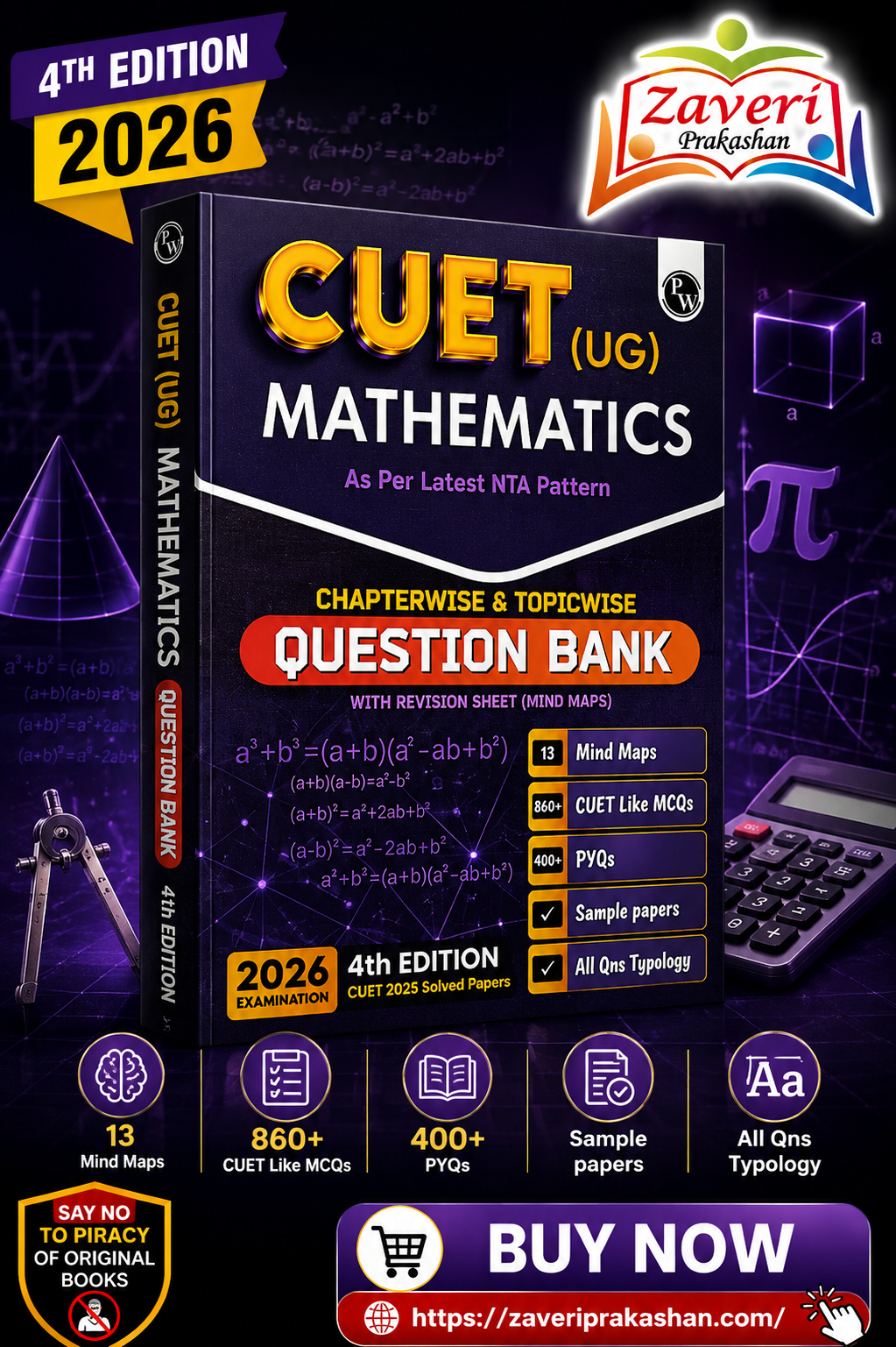 651HTGF PW CUET (UG) Mathematics Chapterwise & Topicwise Question Bank with Revision Sheet (Mind Maps) | 4th Edition | 2026 Examination - Image 1