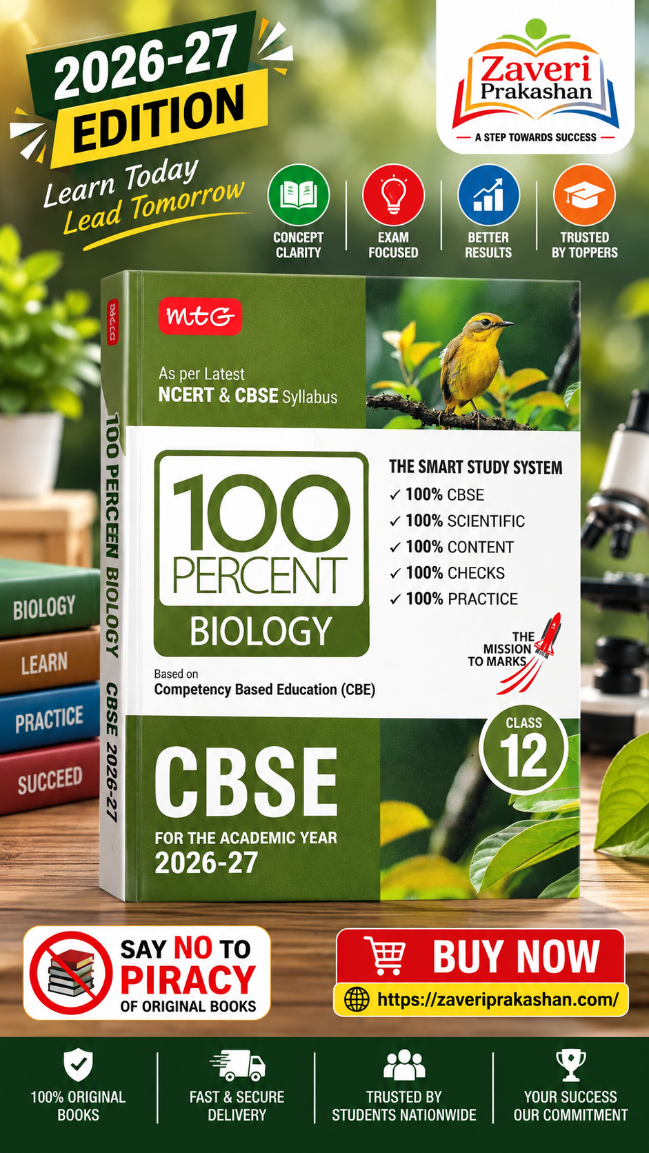 651V MTG 100 Percent NCERT & CBSE Biology Class 12 For 2026-27 Exam | As Per Revised NCERT Textbooks Syllabus | Theory, Concept Map, MCQs, Practice Paper & Exam Drill Available All in One Book - Image 1
