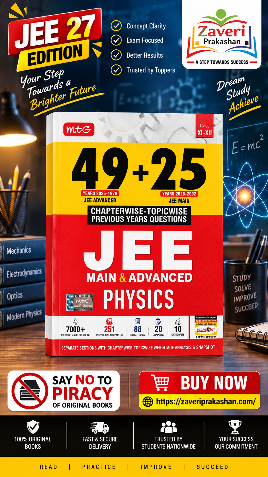 6565 MTG 49+25 Years JEE Main & Advanced Physics Chapterwise-Topicwise Previous Years Questions | 2027 Edition | Class XI–XII - Image 1