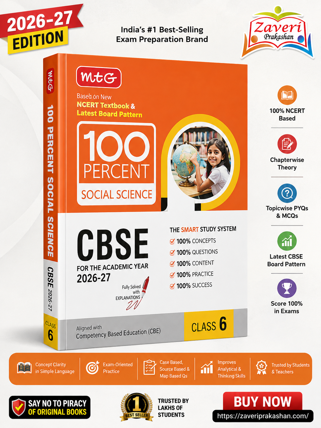 65G MTG 100 Percent Social Science for CBSE Class 6 | 2026–27 Edition | Based on New NCERT – Exploring Society: India and Beyond - Image 1