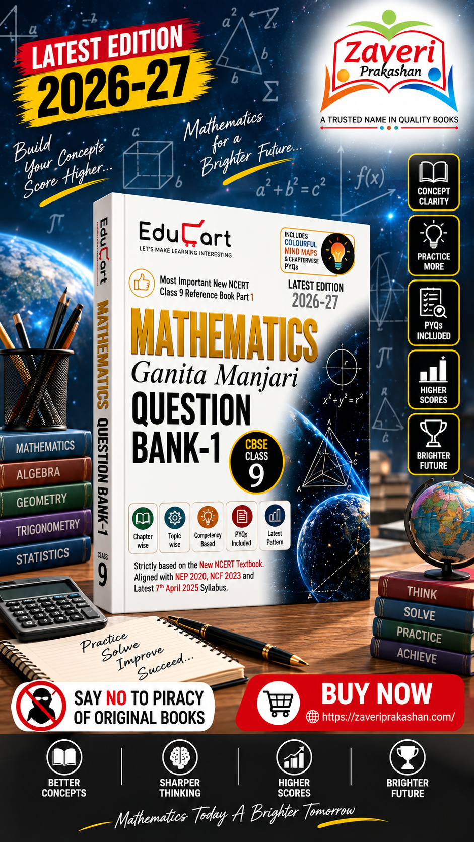 65H51F2B+ Educart Mathematics Ganita Manjari Question Bank-1 for CBSE Class 9 (2026–27 Edition) | New NCERT Reference Book Part 1 - Image 1