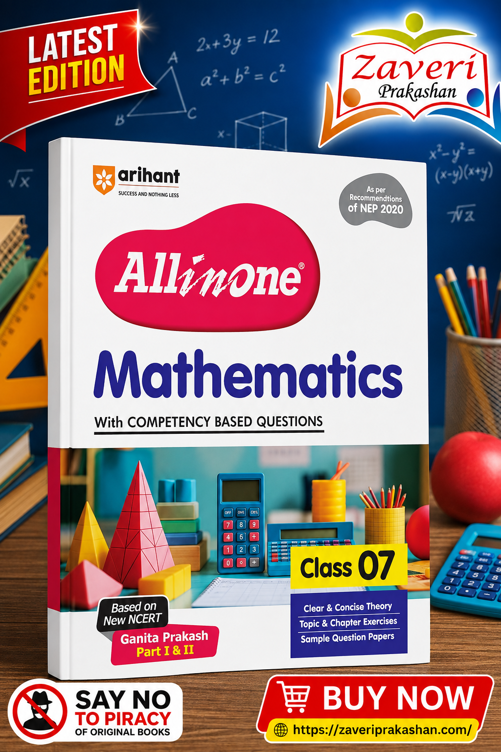 8740 All in One Mathematics Class 7 Exam | Ganita Prakash (Part 1 & 2) | Competency Based Questions | Sample Papers | Clear & Concise Theory - Image 1