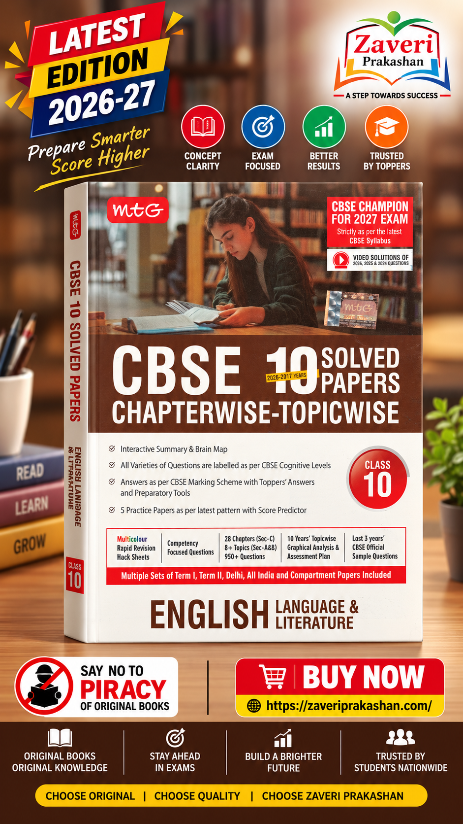 8833 MTG CBSE Chapterwise-Topicwise 10 Solved Papers English Language & Literature Class 10 | 2026–27 Edition | Latest CBSE Syllabus - Image 1