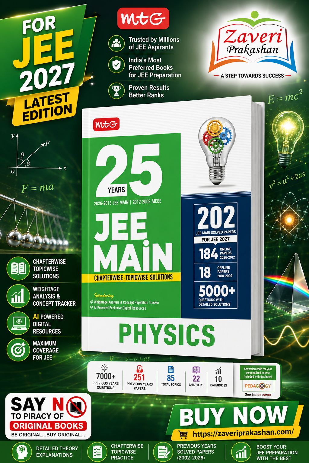 9541RRTHTH MTG 25 Years JEE Main Chapterwise-Topicwise Solutions Physics | 2027 Edition | Previous Years Solved Papers - Image 1