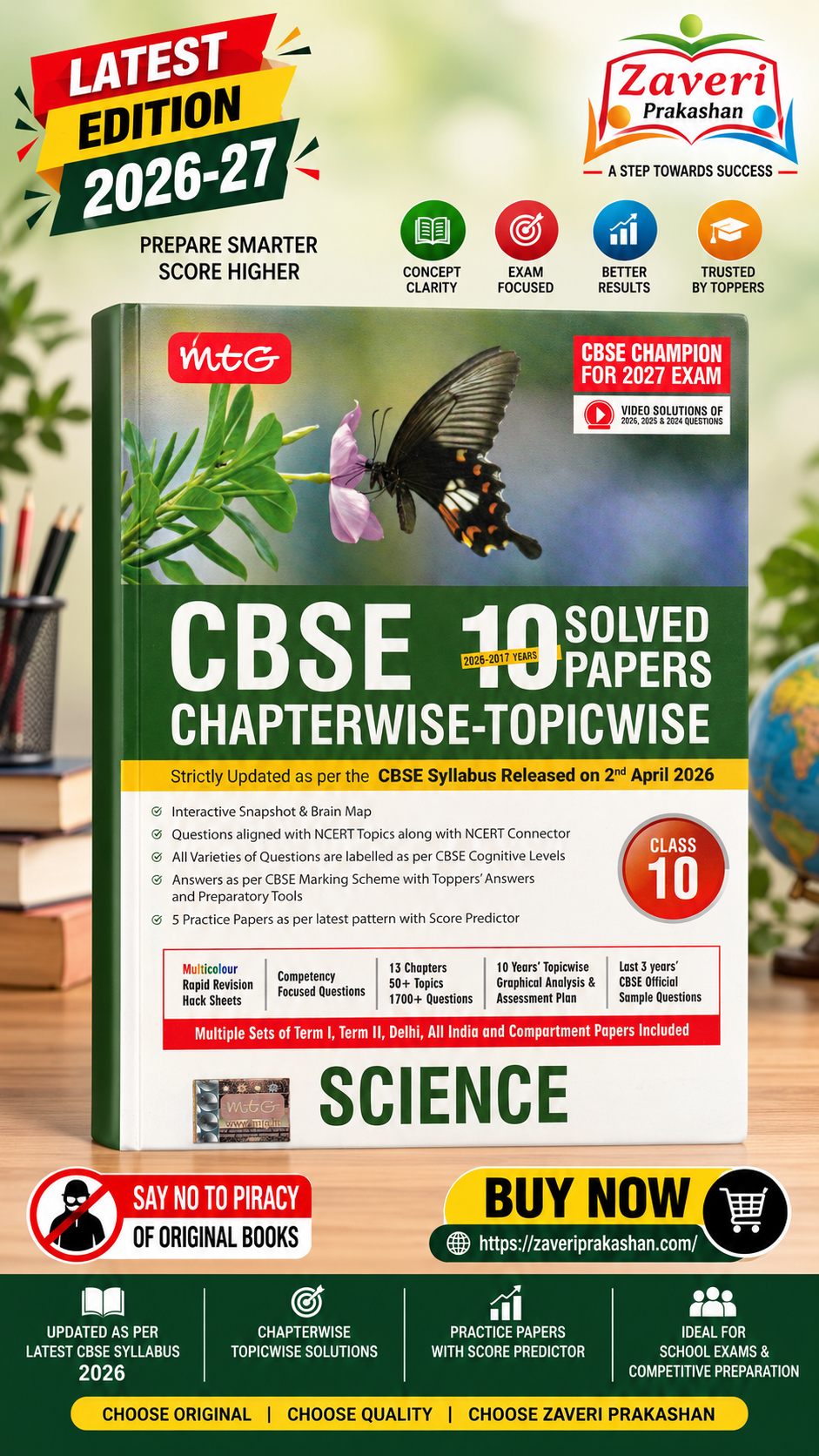 BHHB MTG CBSE Chapterwise-Topicwise 10 Solved Papers Science Class 10 | 2026–27 Edition | Latest CBSE Syllabus - Image 1