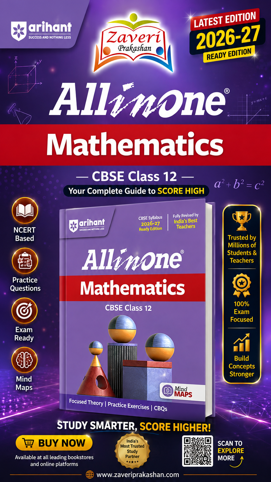 BHJBHB All in One Mathematics Class 12 for CBSE Exam 2026–27 | NCERT Based Complete Theory, Practice Exercises, CBQs, A-R, Sample Papers & Mind Maps | Revised Edition as per Latest Syllabus - Image 1
