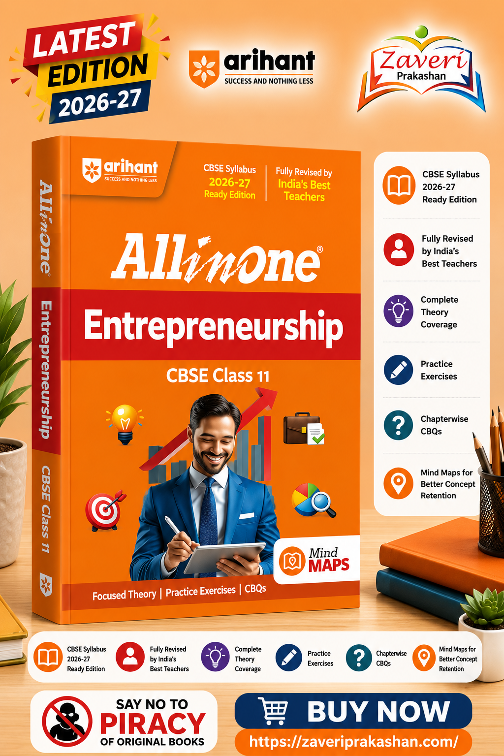 BNBN All in One Entrepreneurship Class 11 for CBSE Exam 2026–27 | NCERT Based Complete Theory, Practice Exercises, CBQs, A-R, Sample Papers & Mind Maps | Revised Edition as per Latest Syllabus - Image 1
