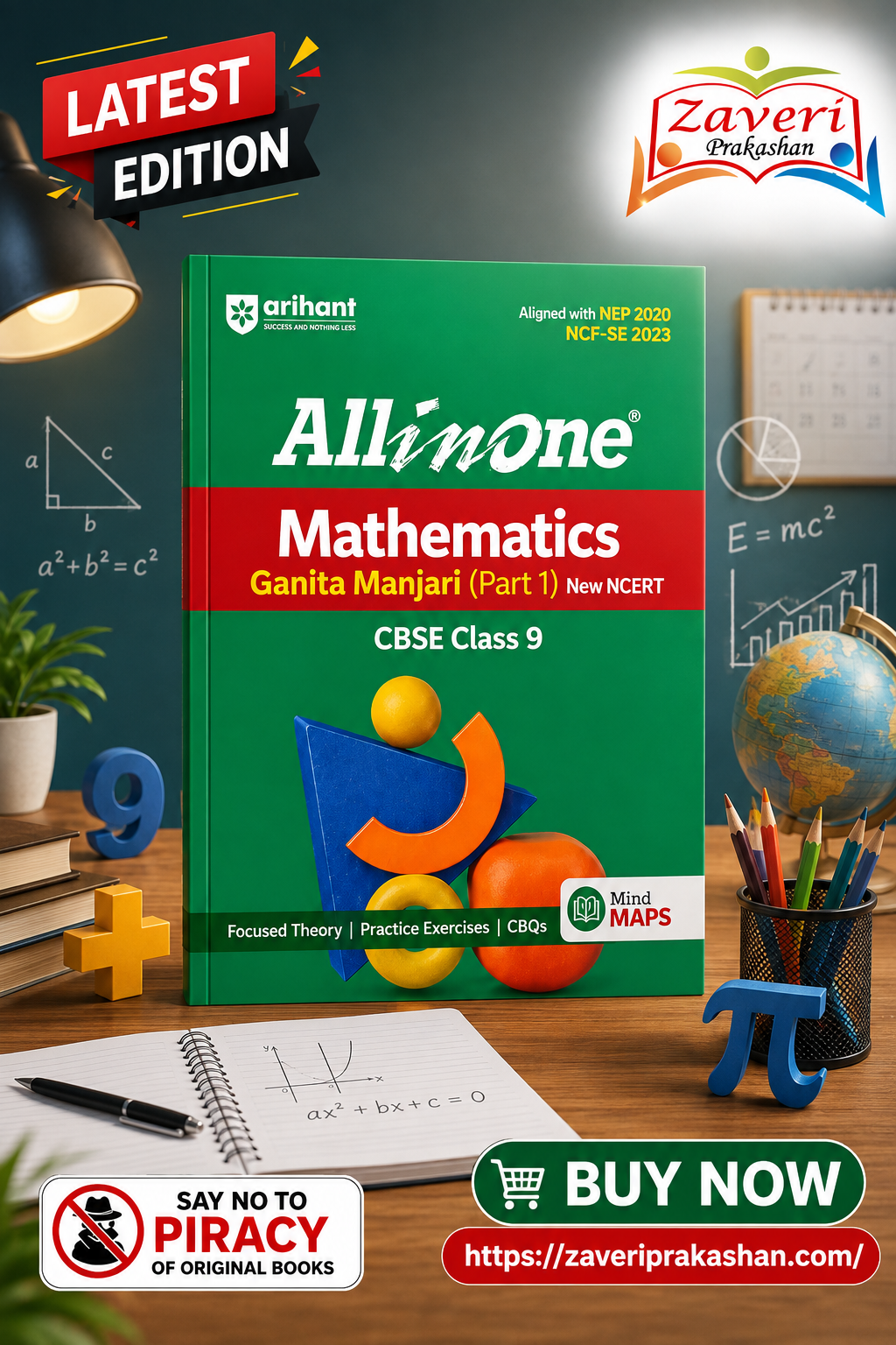 ChatGPT Image Aug 10, 2026, 01_49_06 PM All in One Mathematics (Ganita Manjari) Part 1 Class 9 for CBSE Exam 2026–27 | NCERT Based | Complete Theory, Practice Exercises, CBQs, A-R, Sample Papers & Mind Maps | Revised Edition - Image 1