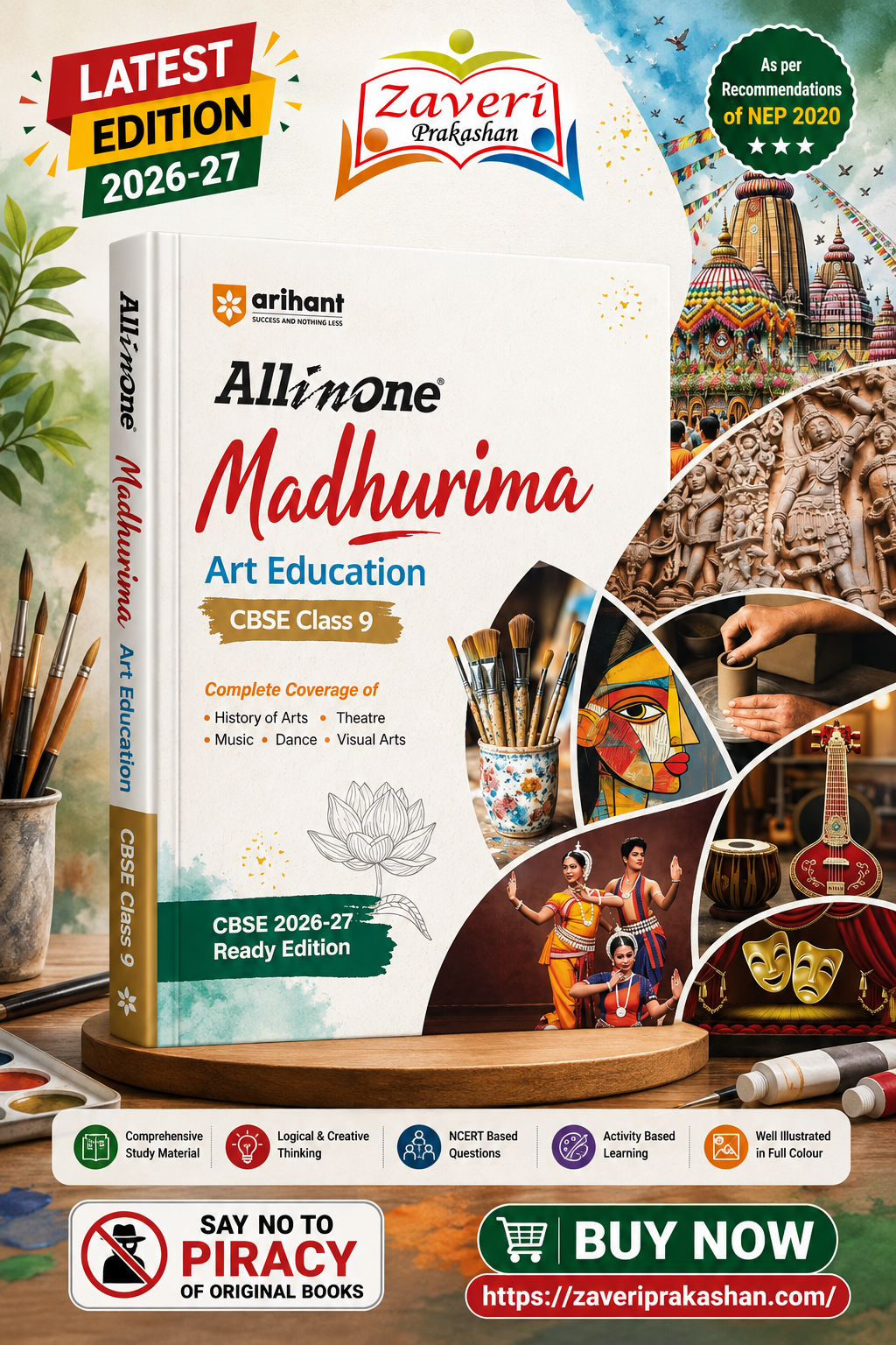 ChatGPT Image Aug 10, 2026, 02_05_23 PM Arihant All in One Art Education (Madhurima ) for Class 9 CBSE Exam 2026-207 | NCERT Based Complete Coverage of Music, Dance, Theatre, Visual Arts & ... | Practical & Theory Book with Activities - Image 1
