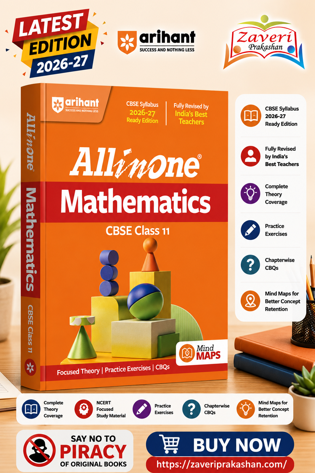 ChatGPT Image Aug 10, 2026, 04_23_57 PM Arihant All in One Mathematics Class 11 for CBSE Exam 2026-27 | NCERT Based Complete Theory, Practice Exercises, CBQs, A-R, Sample Papers & Mind Maps | Revised Edition as per Latest Syllabus - Image 1