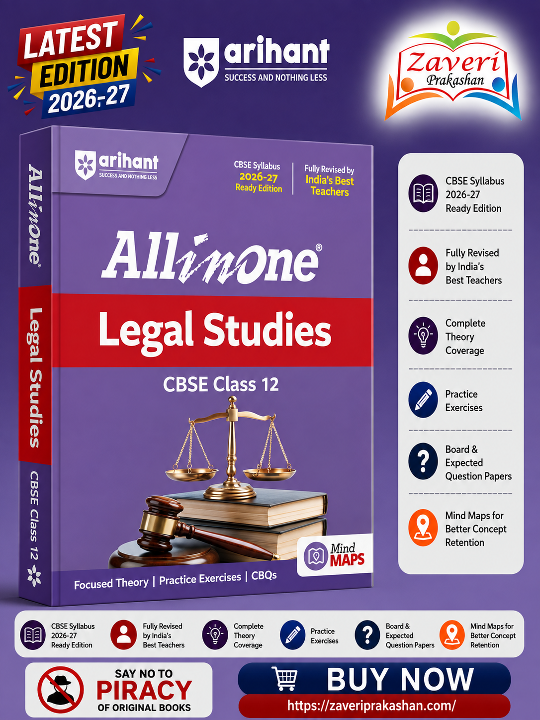 ChatGPT Image Aug 11, 2026, 02_35_52 PM Arihant All in One Legal Studies Class 12 for CBSE Exam 2026-27 | NCERT Based Complete Theory, Practice Exercises, CBQs, A-R, Sample Papers & Mind Maps | Revised Edition as per Latest Syllabus - Image 1