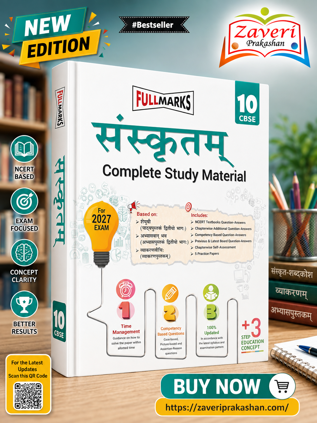 ChatGPT Image Aug 13, 2026, 03_08_43 PM Full Marks Sanskrit Complete Study Material Class 10 | Based on Shemushi, Abhyaswaan Bhav, Vyaakaranaveethi | Includes Chapterwise Summary, Solved Q/A, Practice Papers and More - Image 1