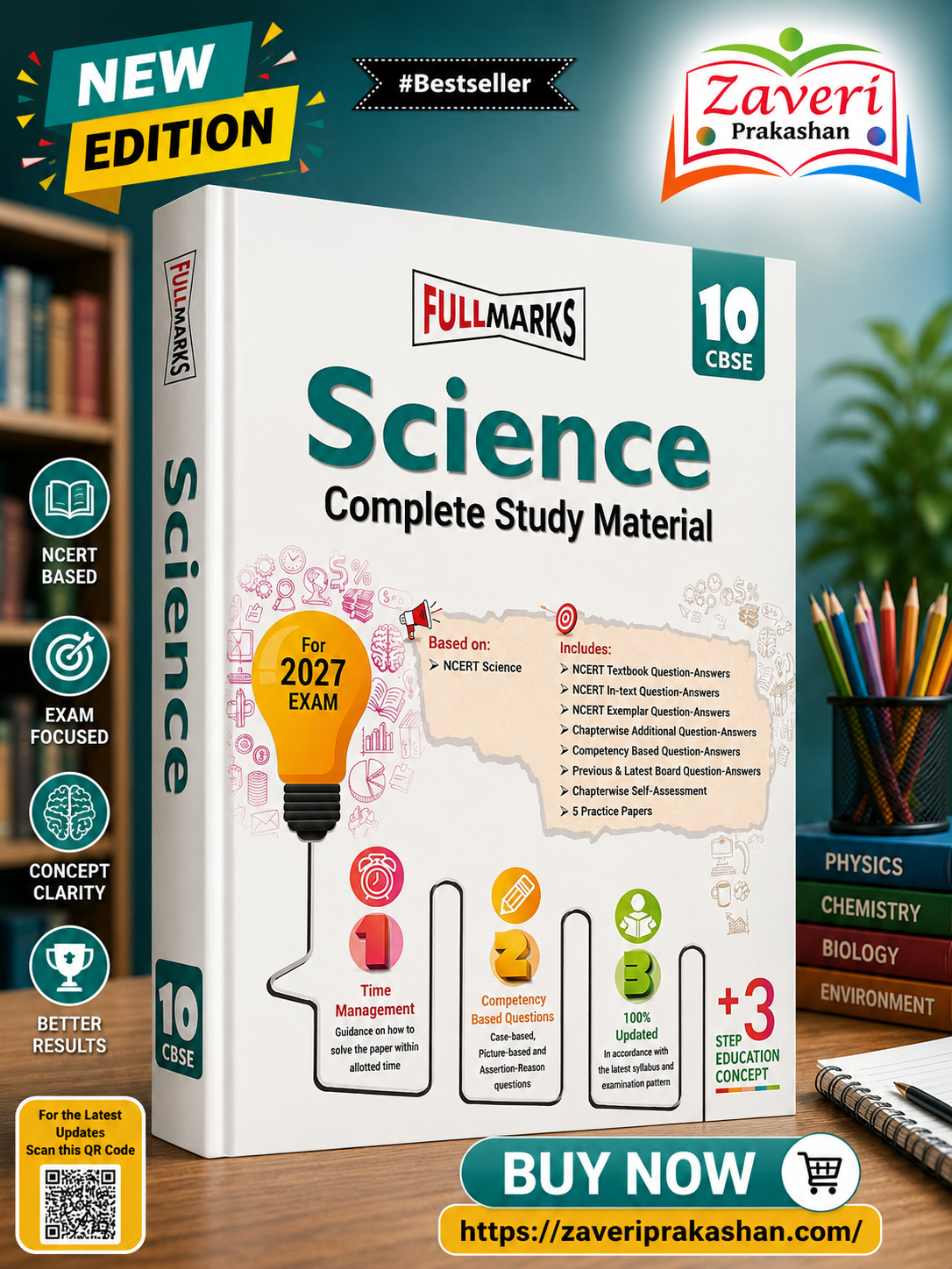 ChatGPT Image Aug 13, 2026, 03_25_08 PM Full Marks Science Complete Study Material Class 10 | Based on New NCERT Science Textbook and CBSE Syllabus | Includes Chapterwise Summary, Solved Q/A, Practice Papers and More - Image 1