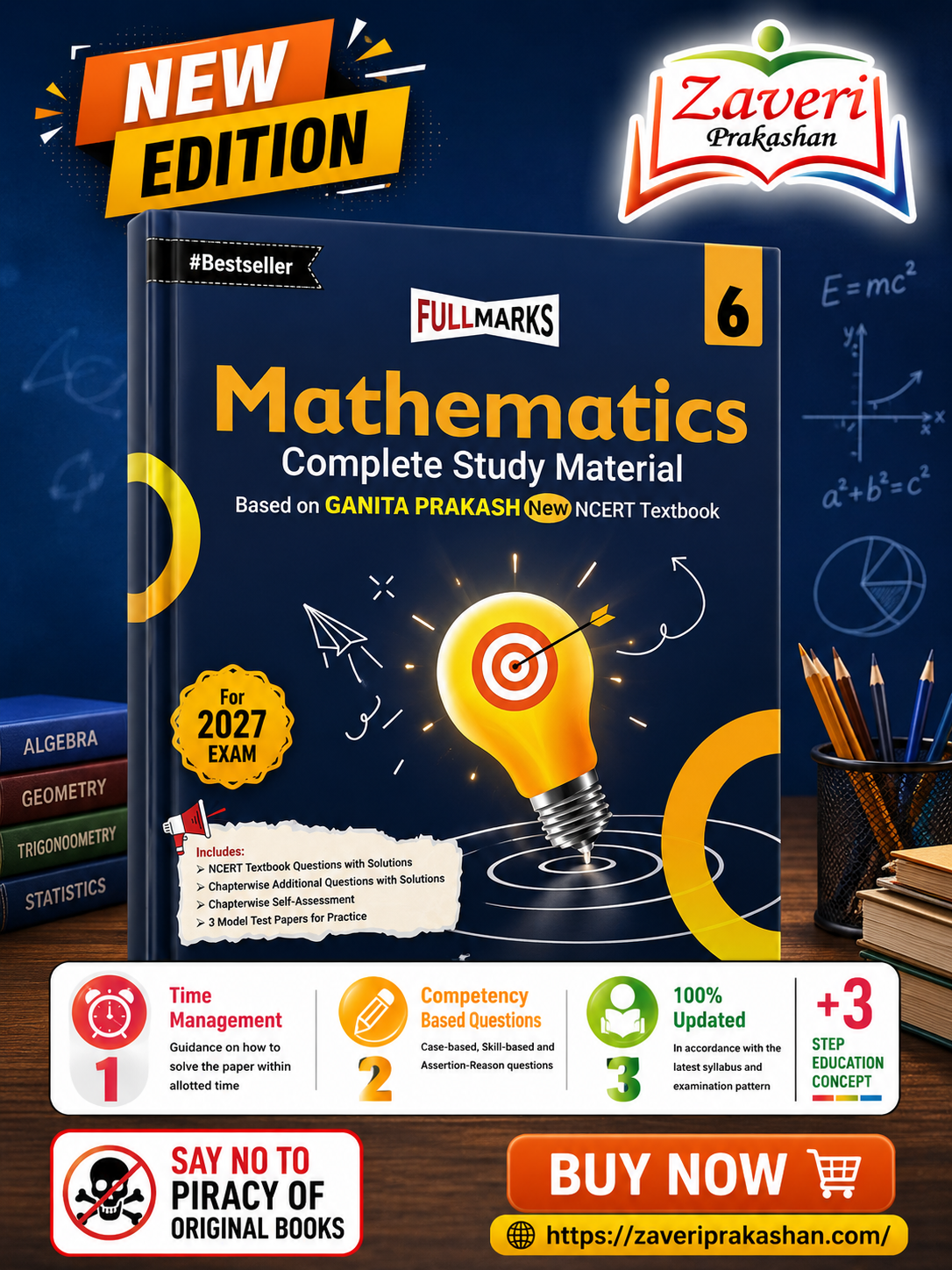 ChatGPT Image Aug 13, 2026, 11_31_36 AM Full Marks Ganita Prakash Complete Study Material for Class 6: Based on New NCERT Textbook Ganita Prakash | Summary | Solved NCERT Textual Questions | Question Bank | Support Book - Image 1