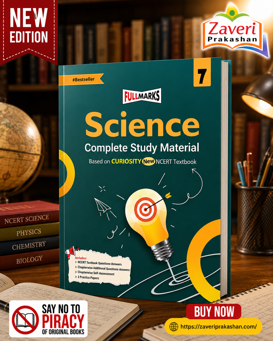 ChatGPT Image Aug 13, 2026, 12_54_20 PM Full Marks Science Complete Study Material Class 7 | Based on CURIOSITY New NCERT Textbook and CBSE Syllabus | Includes Chapterwise Summary, Solved Q/A, Practice Papers and More - Image 1
