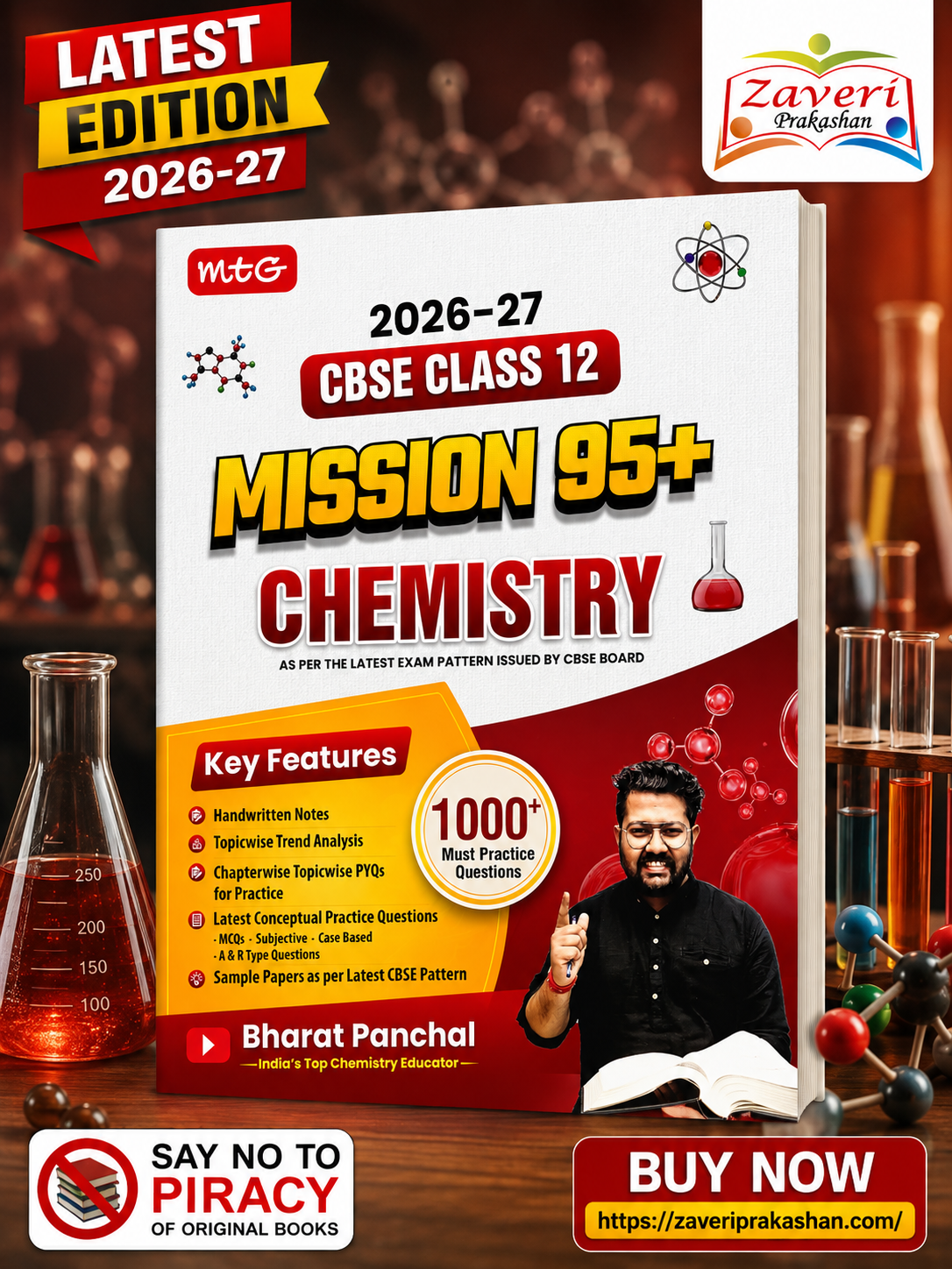 ChatGPT Image Aug 6, 2026, 01_00_23 PM MTG CBSE Mission 95+ Chemistry Class 12 For 2027 Exam | Includes Handwritten Notes, Competency Focused Questions, MCQs + Subjective & PYQ Book By Bharat Panchal - Image 1