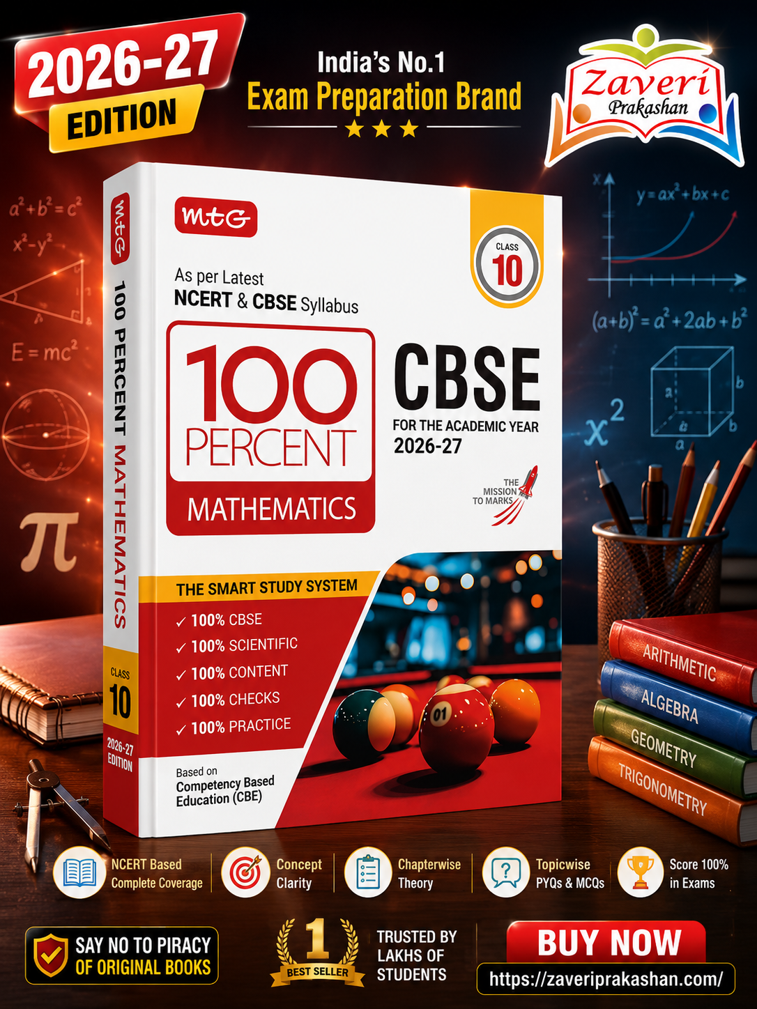 ChatGPT Image Aug 6, 2026, 03_46_08 PM MTG 100 Percent NCERT & CBSE Mathematics Class 10 For 2026-27 Exam | As Per Revised NCERT Textbooks Syllabus | Theory, Concept Map, MCQs, Practice Paper & Exam Drill Available All in One Book - Image 1