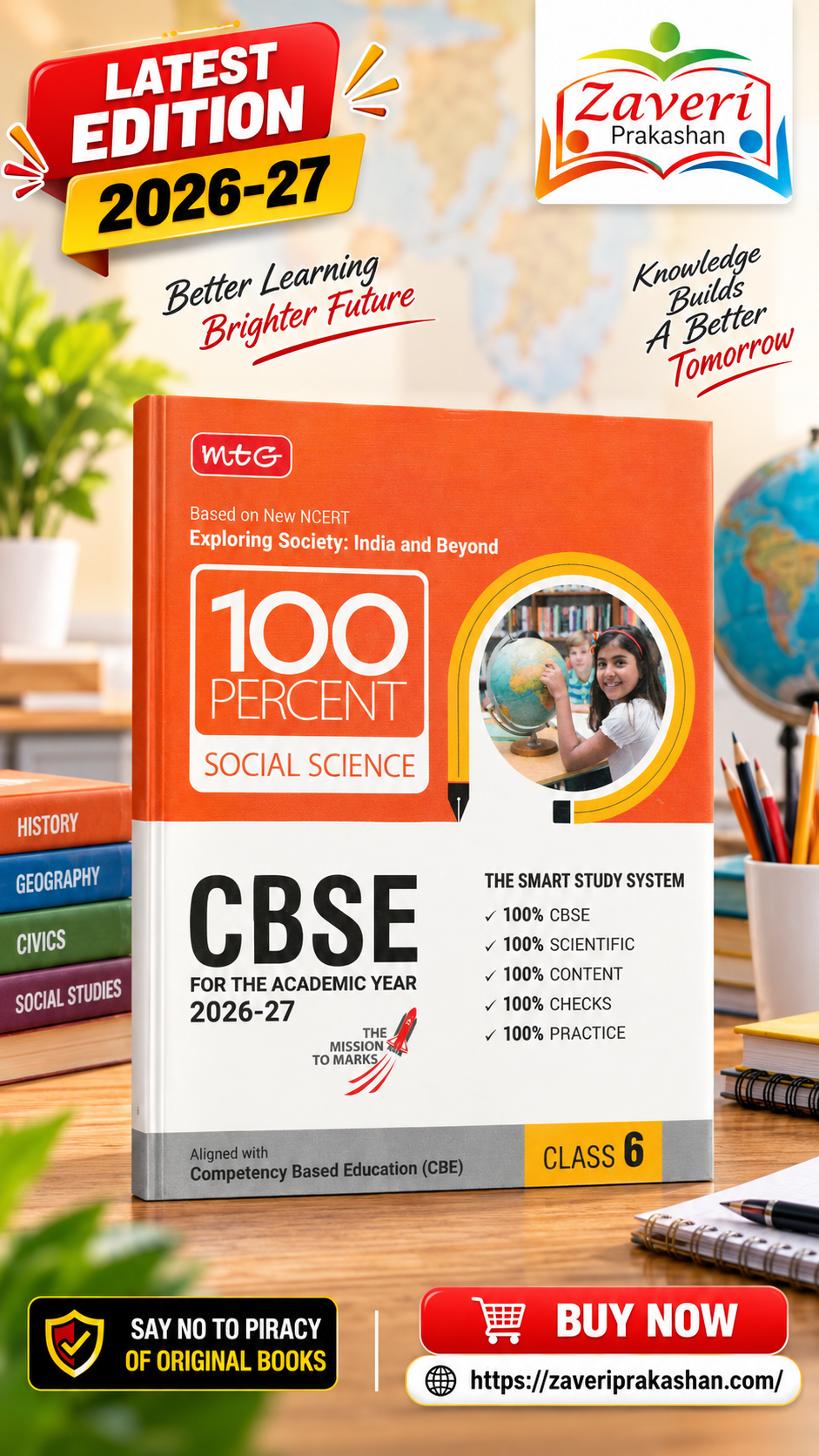 ChatGPT Image Sep 5, 2026, 02_53_02 PM MTG 100 Percent Social Science for CBSE Class 6 | 2026–27 Edition | Based on New NCERT – Exploring Society: India and Beyond - Image 1