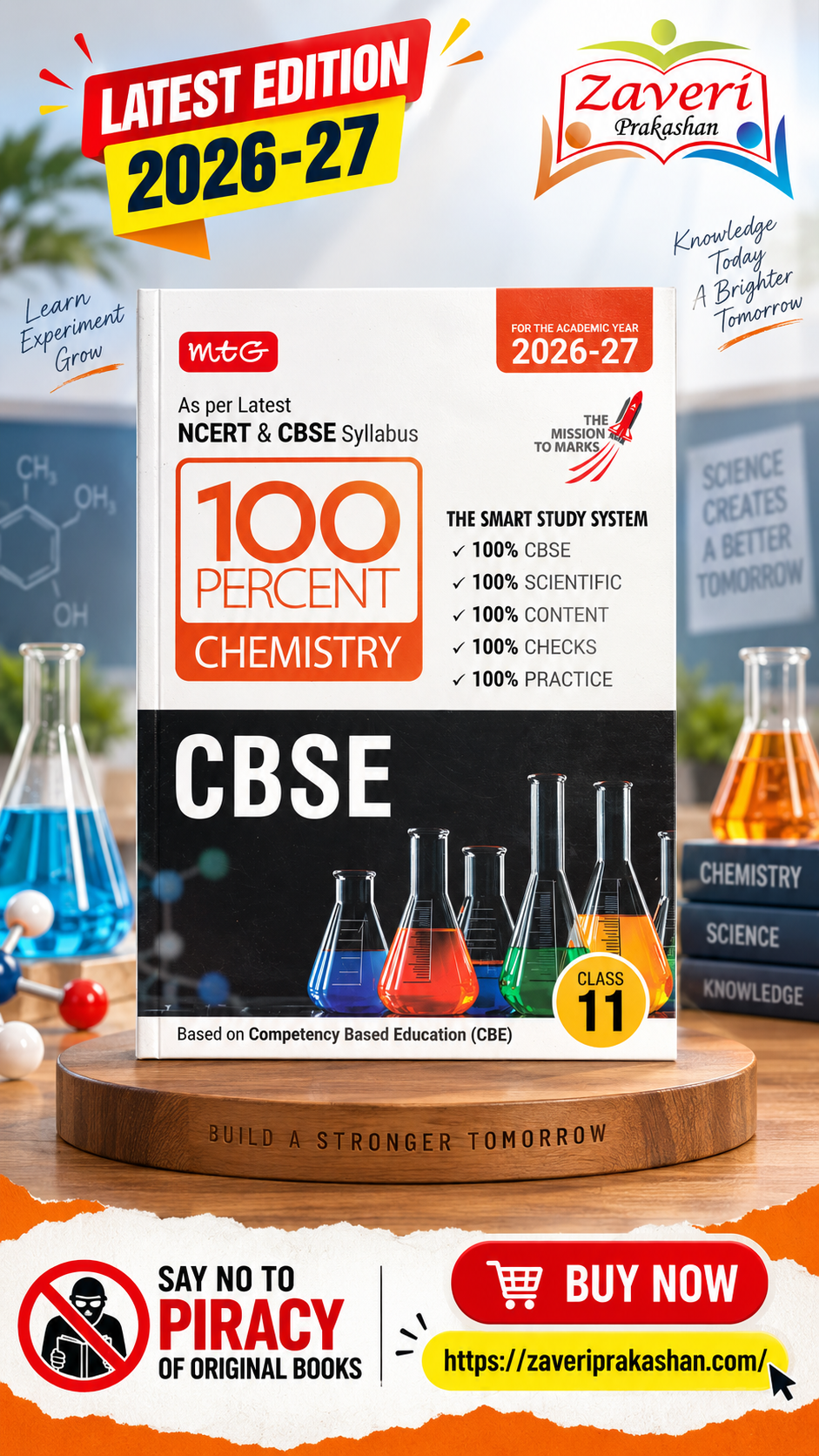 ChatGPT Image Sep 5, 2026, 04_46_14 PM MTG 100 Percent Chemistry for CBSE Class 11 | 2026–27 Edition | Latest NCERT & CBSE Syllabus | Competency-Based Education (CBE) - Image 1