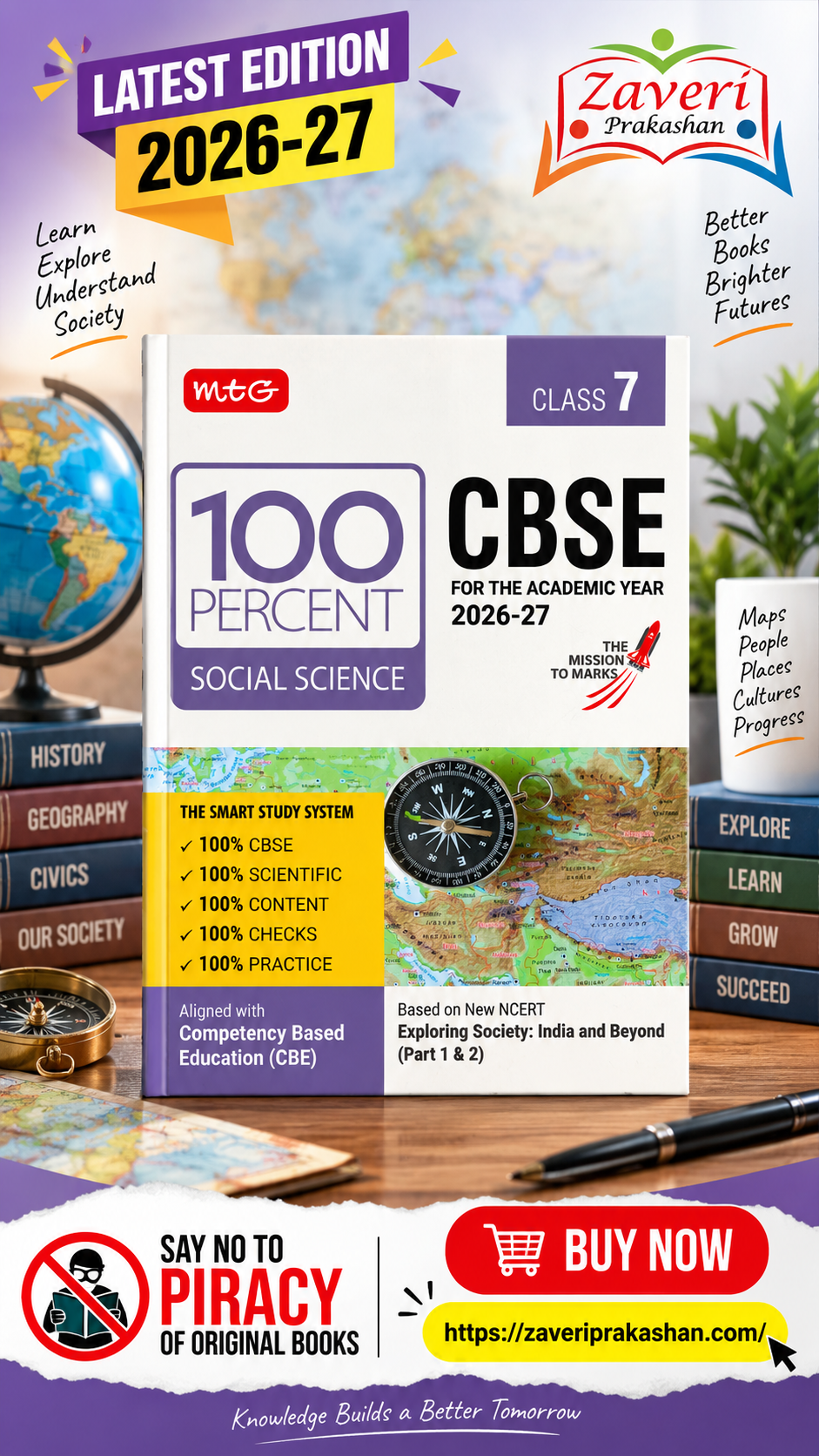 ChatGPT Image Sep 5, 2026, 05_07_28 PM MTG 100 Percent NCERT & CBSE Social-Science Part-1 and 2 Class 7 For 2026-27 Exam | As Per Revised NCERT Textbooks Syllabus | Theory, Concept Map, ... Paper & Exam Drill Available All in One Book - Image 1