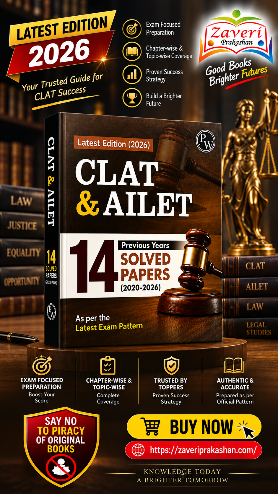 ChatGPT Image Sep 9, 2026, 06_29_58 PM PW CLAT & AILET 14 Previous Years Solved Papers (2020-2026) Yearwise with Detailed Explanation For 2027 Exam - Image 1