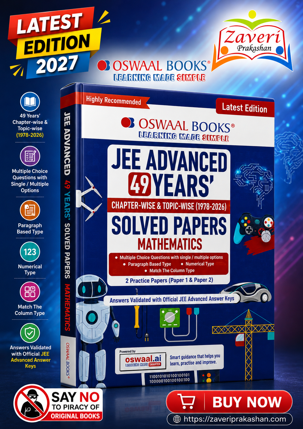 DDJFHJ Oswaal JEE Advanced 49 Years' Chapter-wise & Topic-wise Solved Papers (1978–2026) – Mathematics | Latest Edition - Image 1