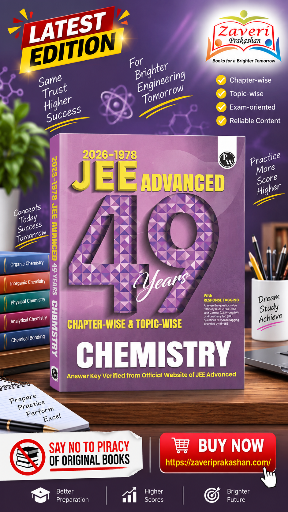 DFXDFZ PW 49 Years JEE Advanced PYQ Book Chemistry Chapterwise & Topicwise Solved Papers (1978-2026) | PYQ with Detailed Solutions | Previous Year Questions for IIT JEE Advanced Exam - Image 1